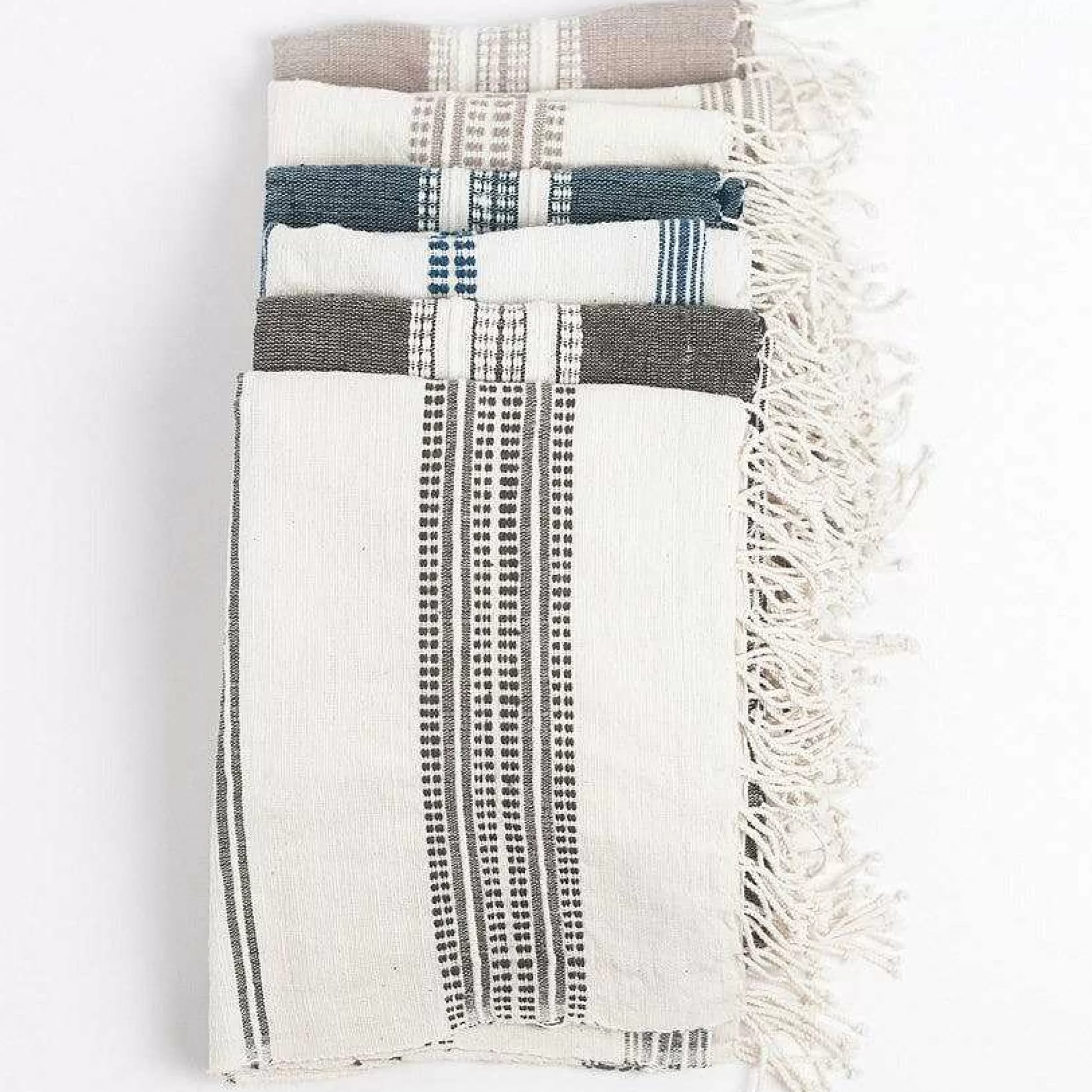 Be Home Hand Towels<Aden Cotton Hand Towel, Natural with Navy