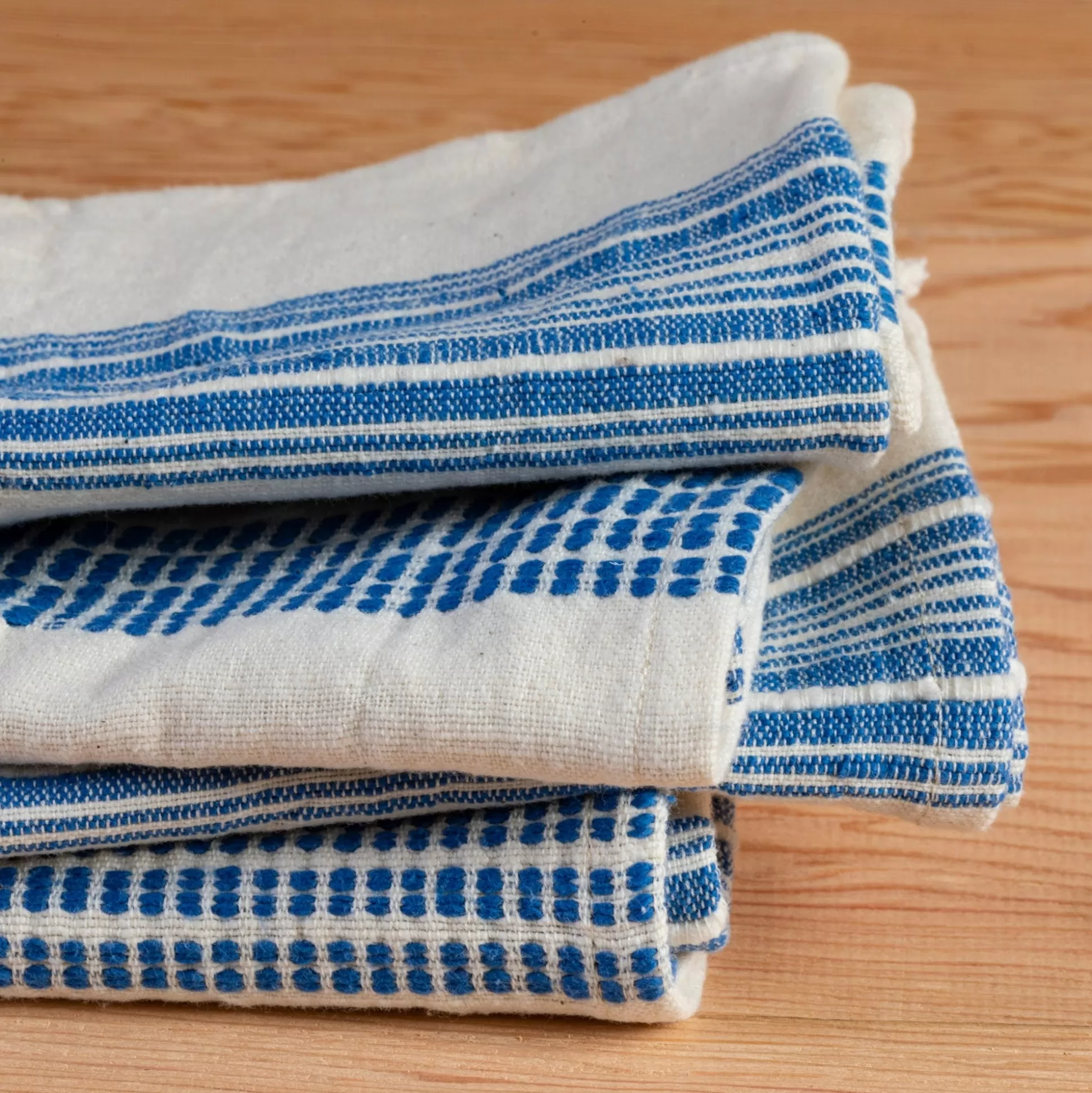 Aden Napkins, Natural with Blue, Set of 4^Be Home New