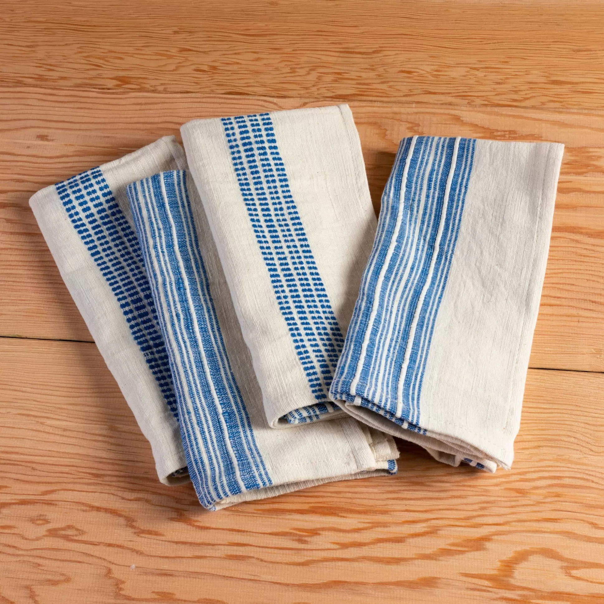 Aden Napkins, Natural with Blue, Set of 4^Be Home New