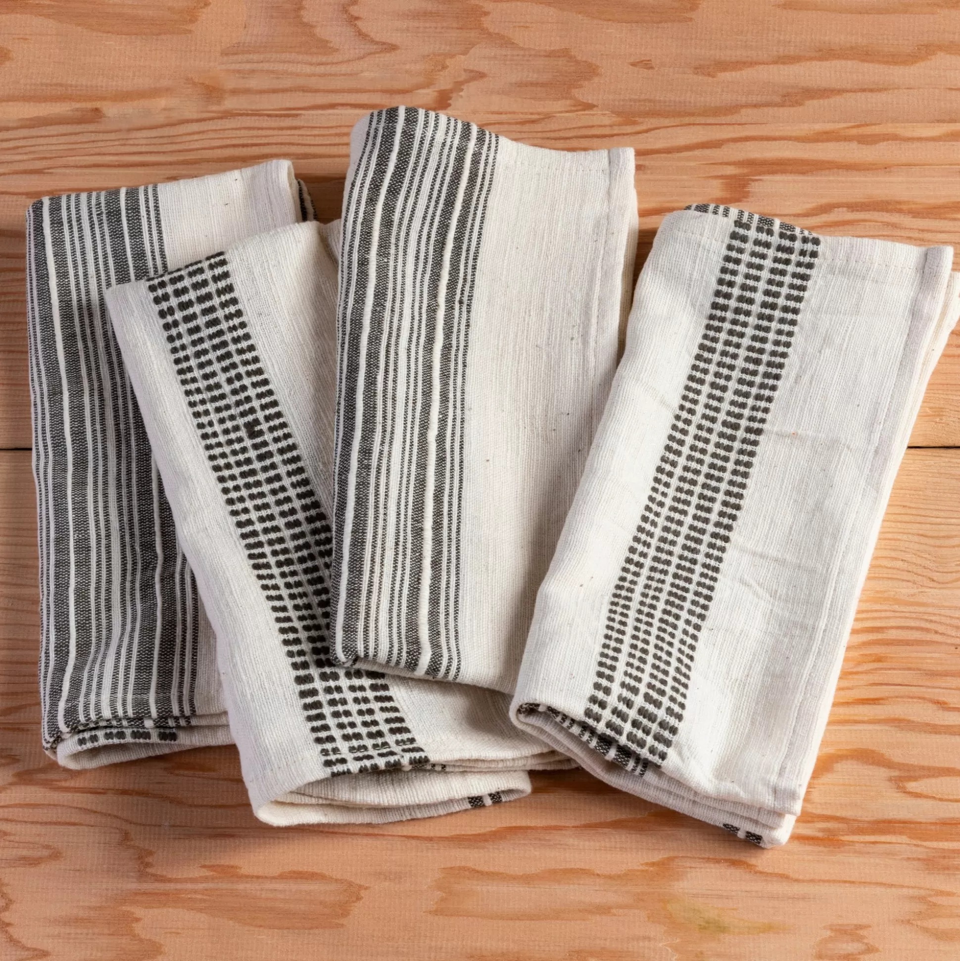 Aden Napkins, Natural with Grey, Set of 4^Be Home Shop