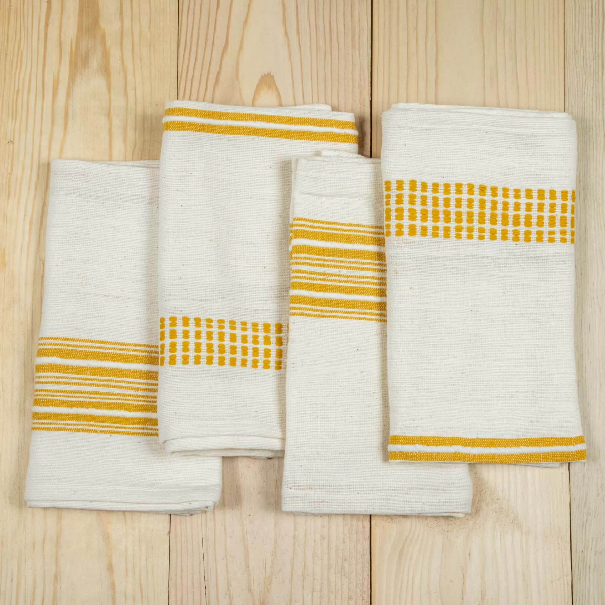 Aden Napkins, Natural with Yellow, Set of 4^Be Home Cheap