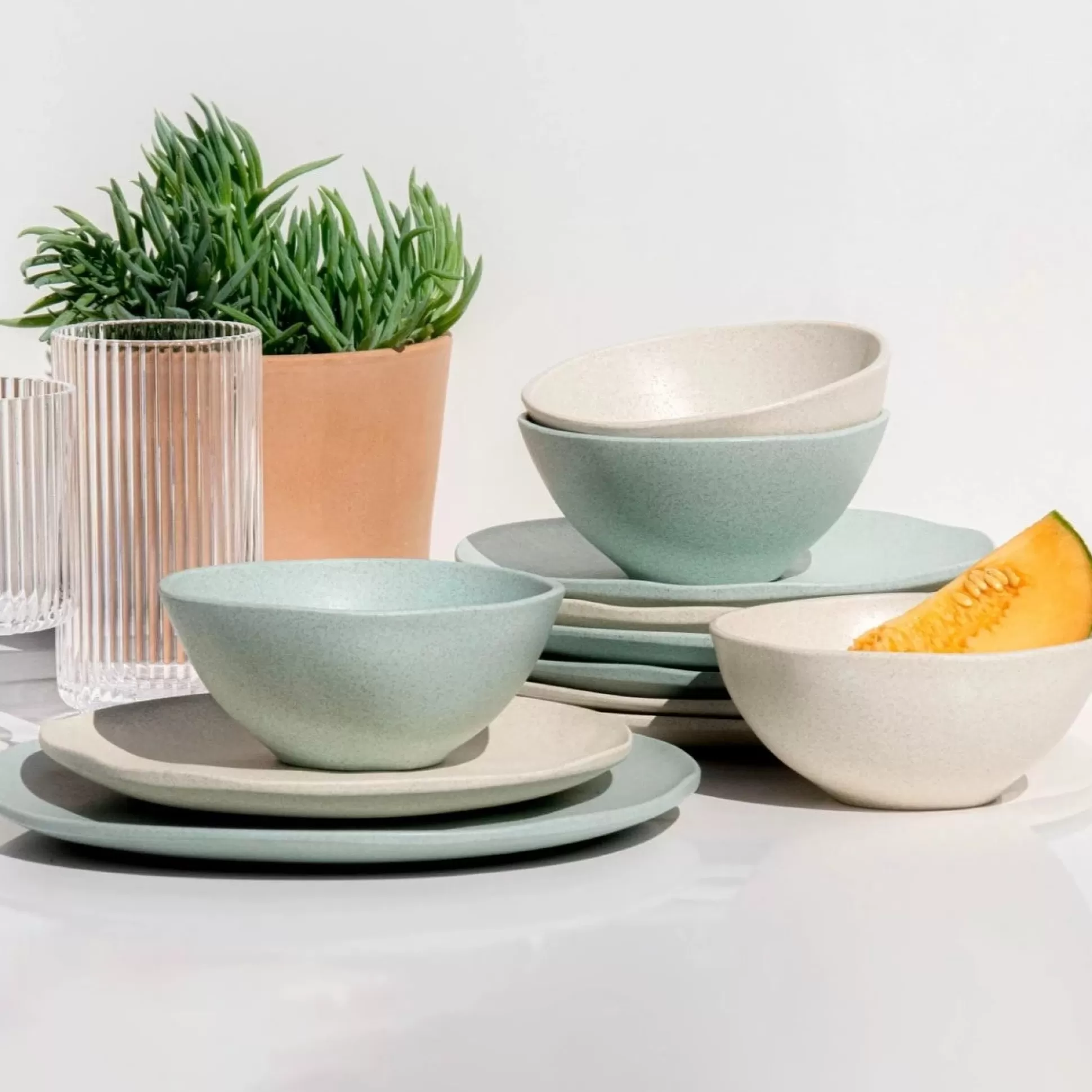 Al Fresco Organic Soup/Cereal Bowl, Sage Green, Set of 4^Be Home Online