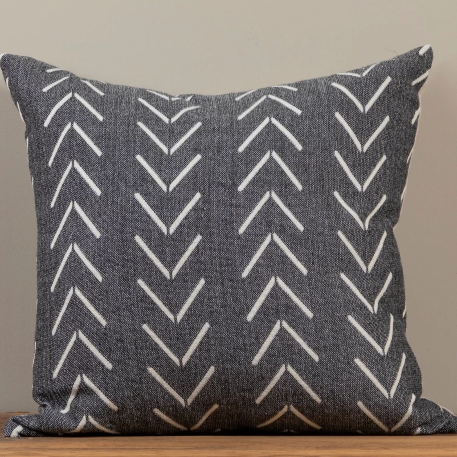 Alpaca Square Pillow, Grey with Chevrons^Be Home New