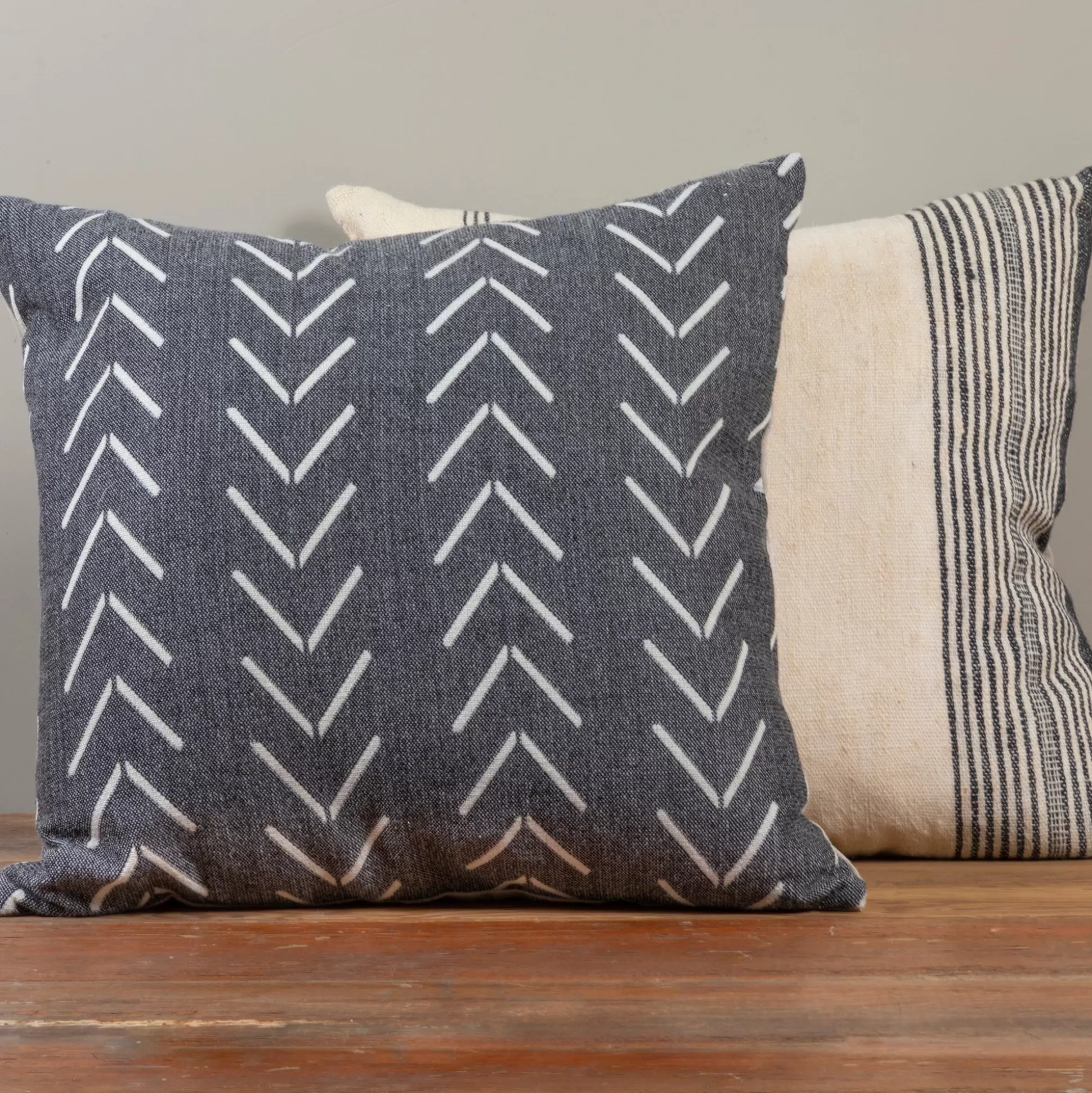 Alpaca Square Pillow, Grey with Chevrons^Be Home New