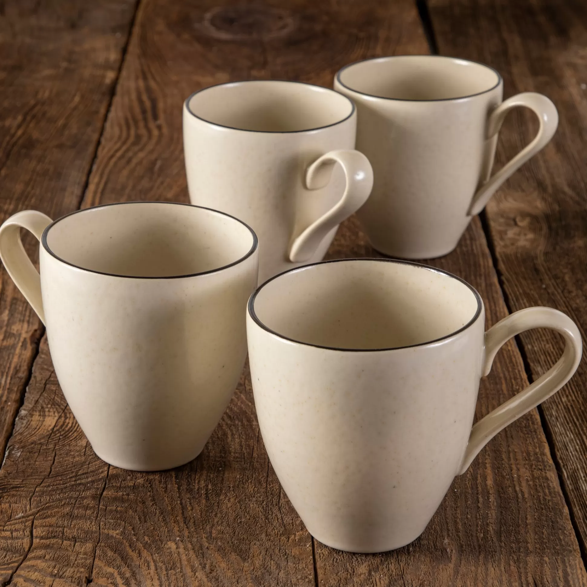 Augusta Mug, Natural with Black, Set of 6^Be Home Clearance