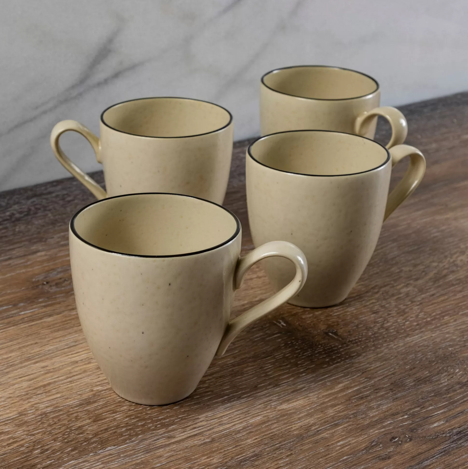 Augusta Mug, Natural with Black, Set of 6^Be Home Clearance