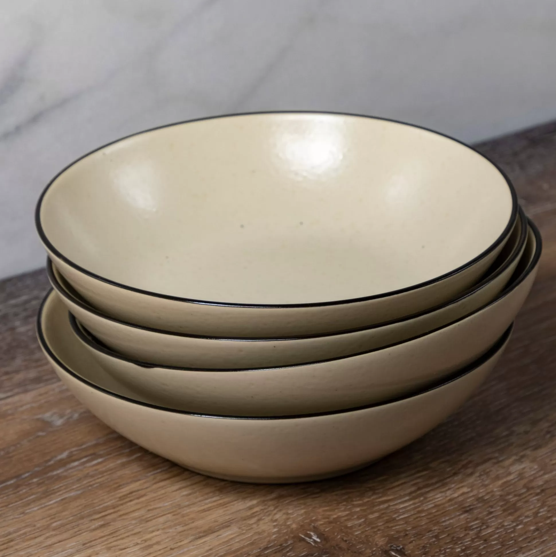 Augusta Pasta Bowl, Natural with Black, Set of 6^Be Home Sale