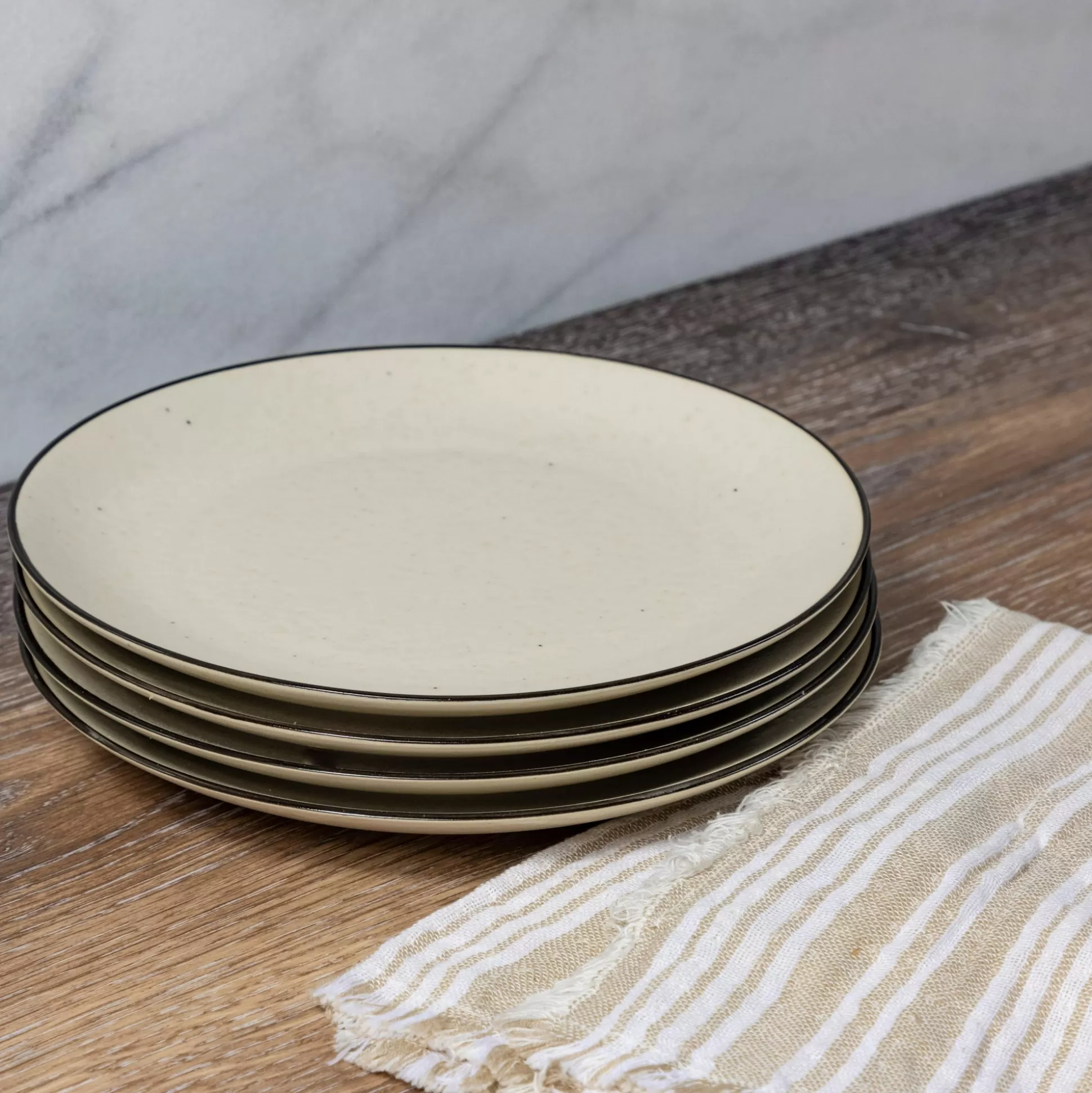 Augusta Side Plate, Natural with Black, Set of 4^Be Home Hot