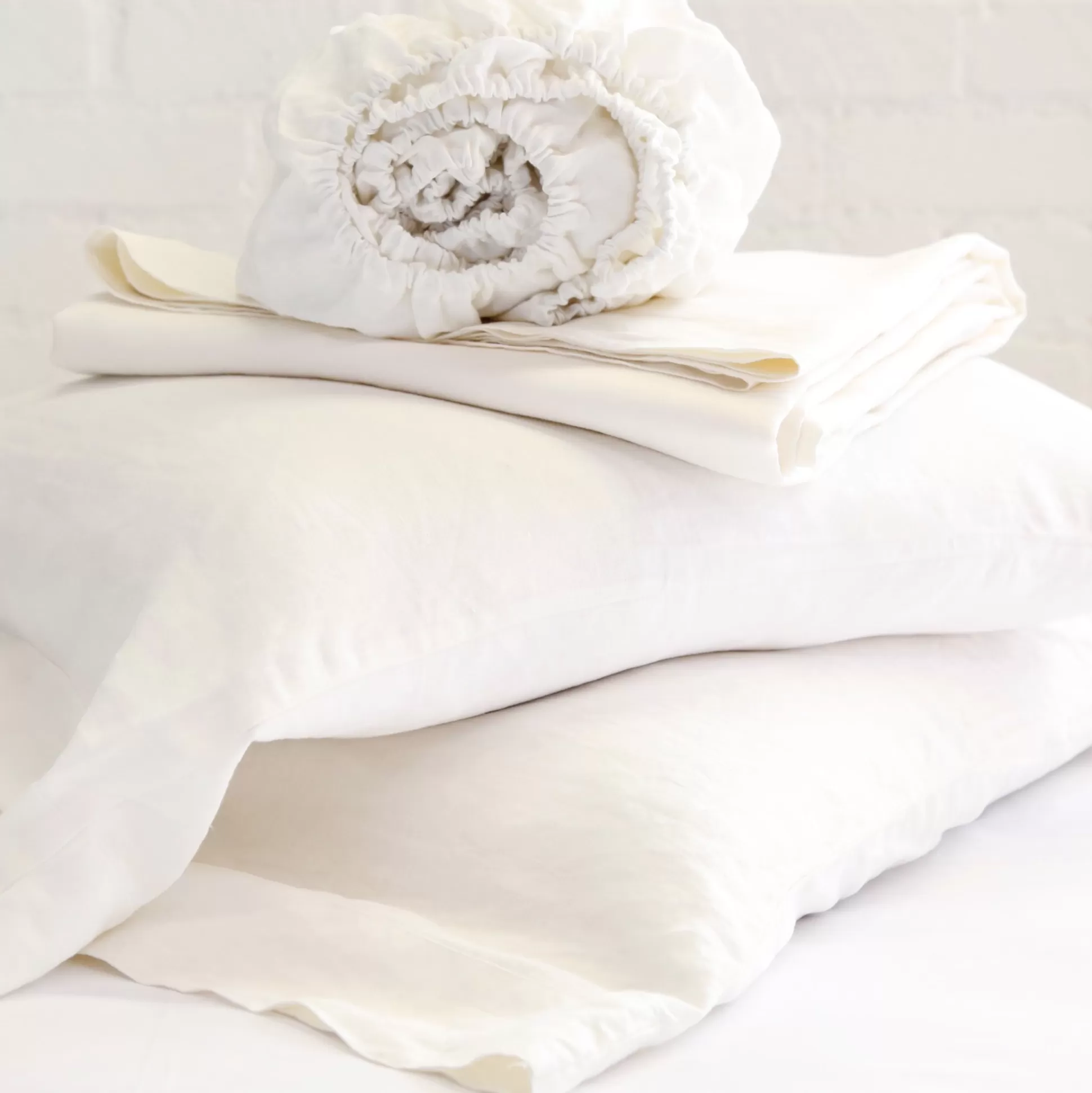 Belgian Linen Cal King Sheet Set, Cream^Be Home Clearance