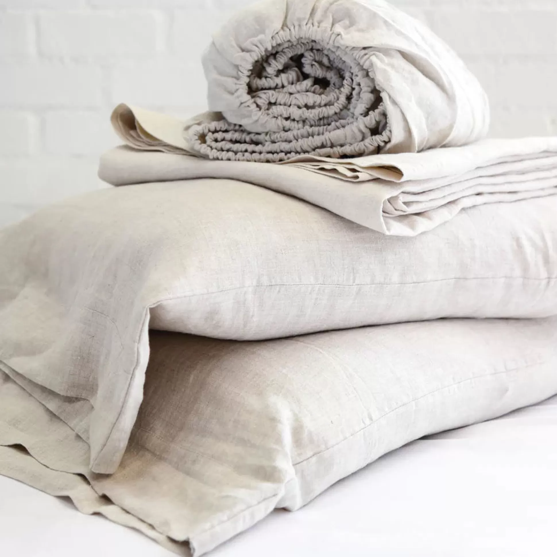 Belgian Linen Cal King Sheet Set, Flax^Be Home Sale