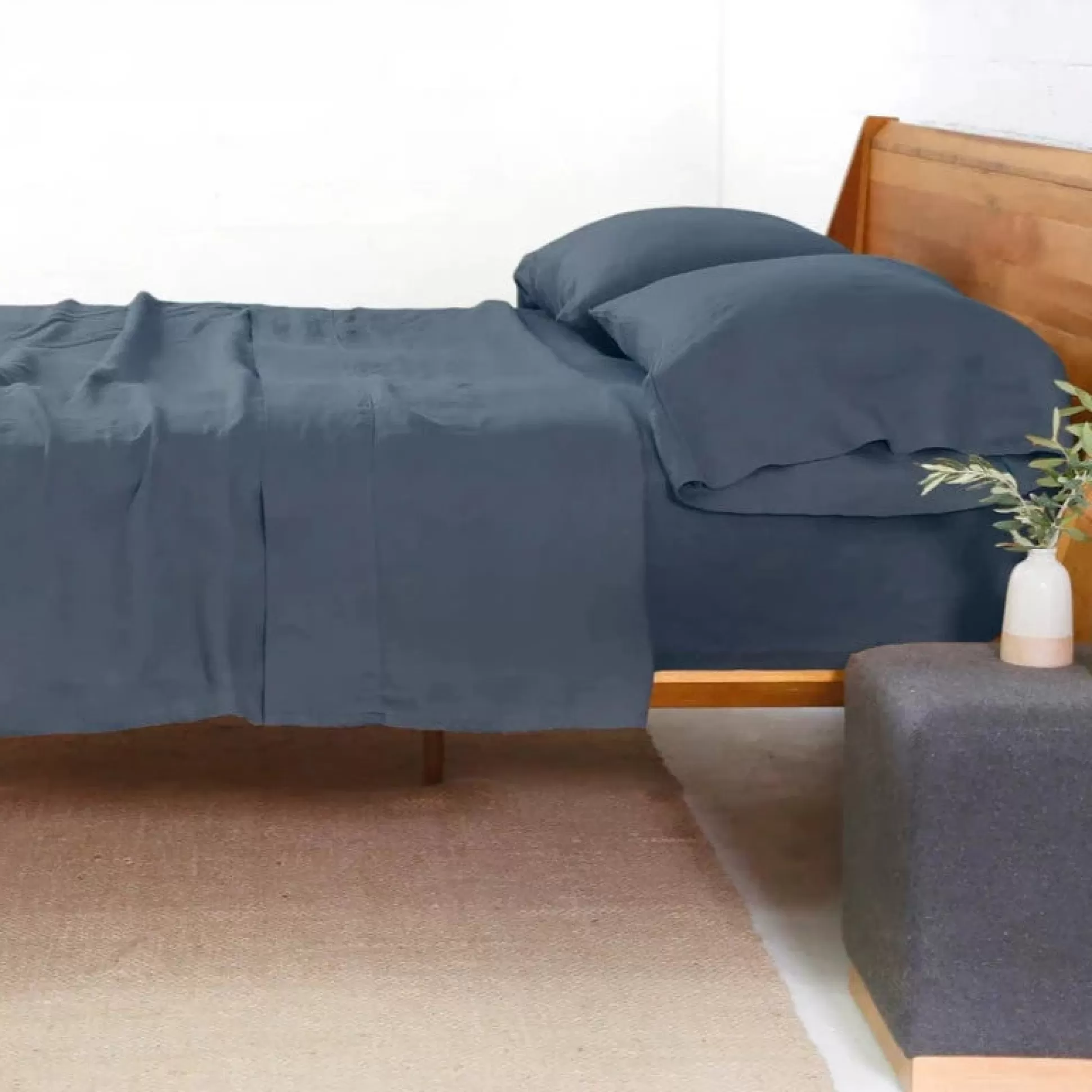 Belgian Linen Cal King Sheet Set, Navy^Be Home Sale