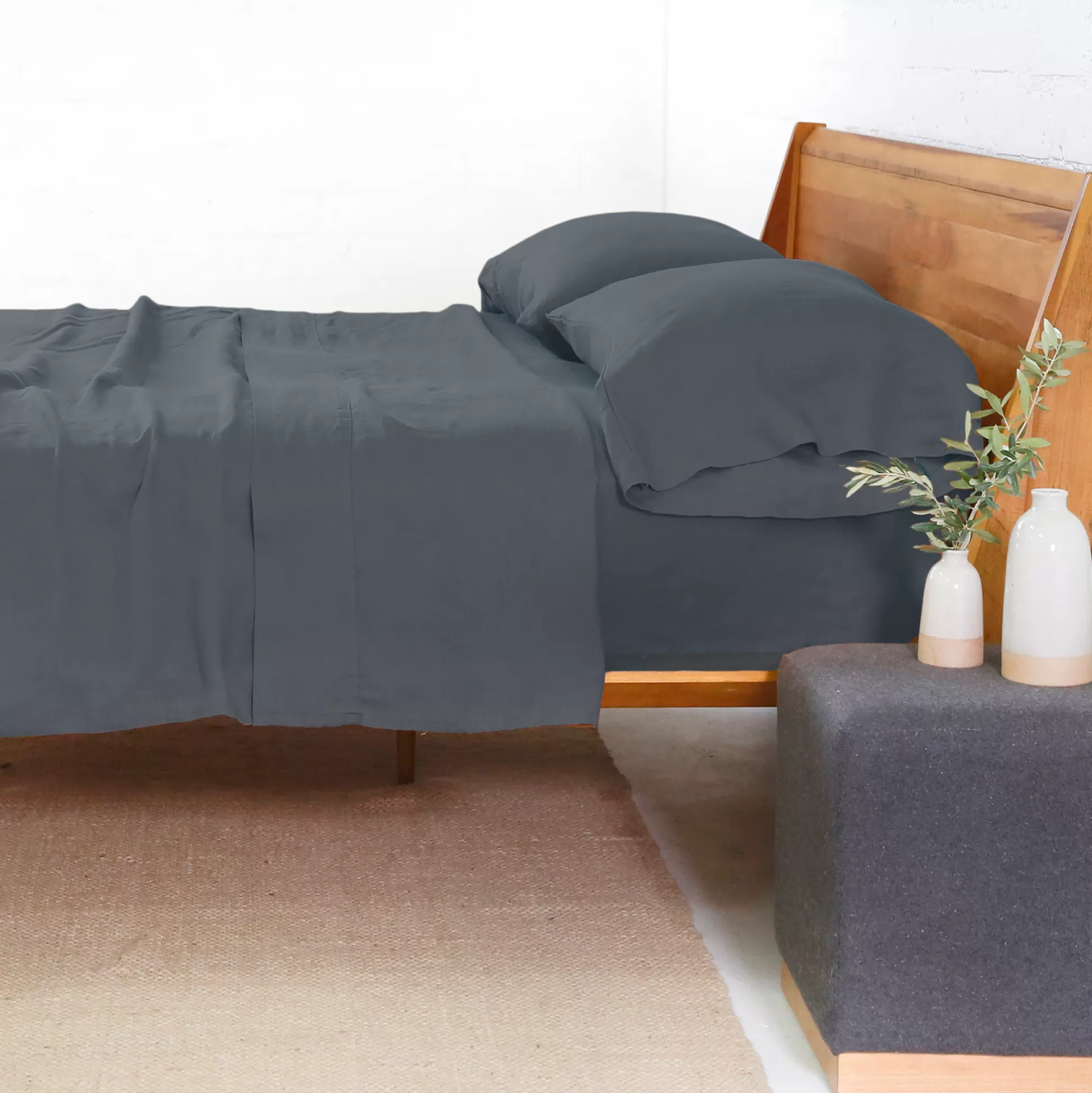 Belgian Linen King Sheet Set, Navy^Be Home Hot