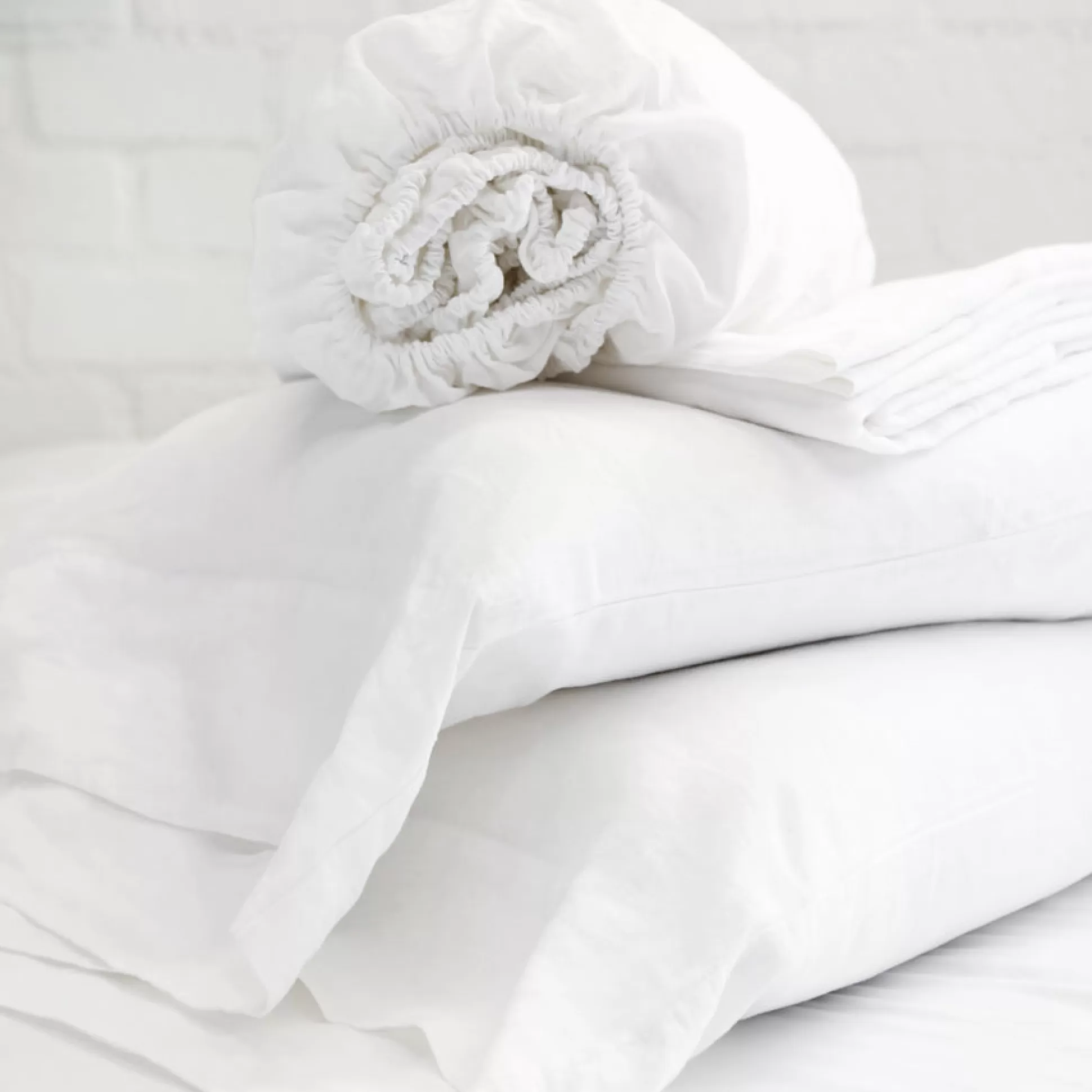 Belgian Linen Queen Sheet Set, White^Be Home Outlet