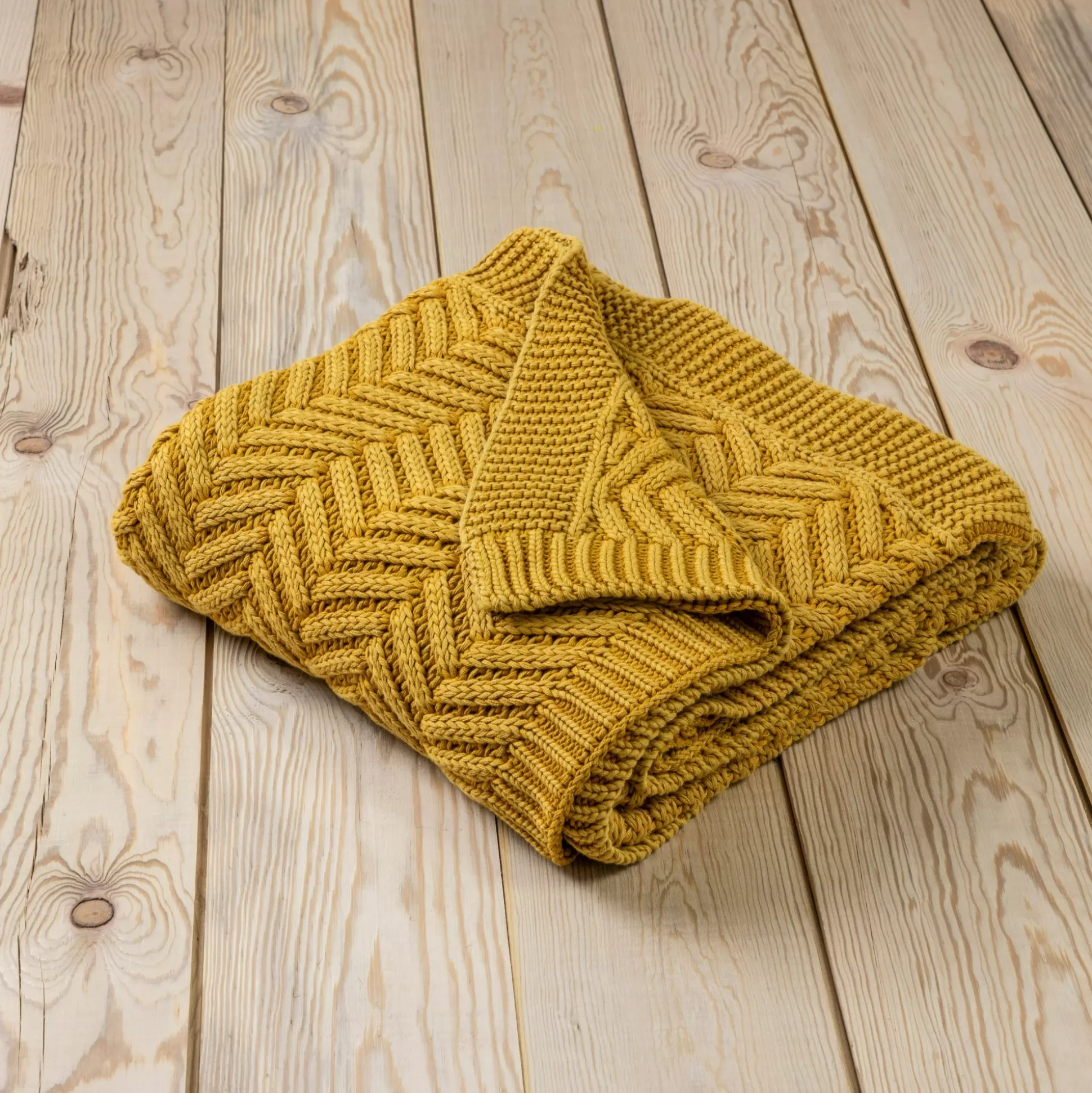 Belmont Chevron Throw, Washed Yellow^Be Home Outlet