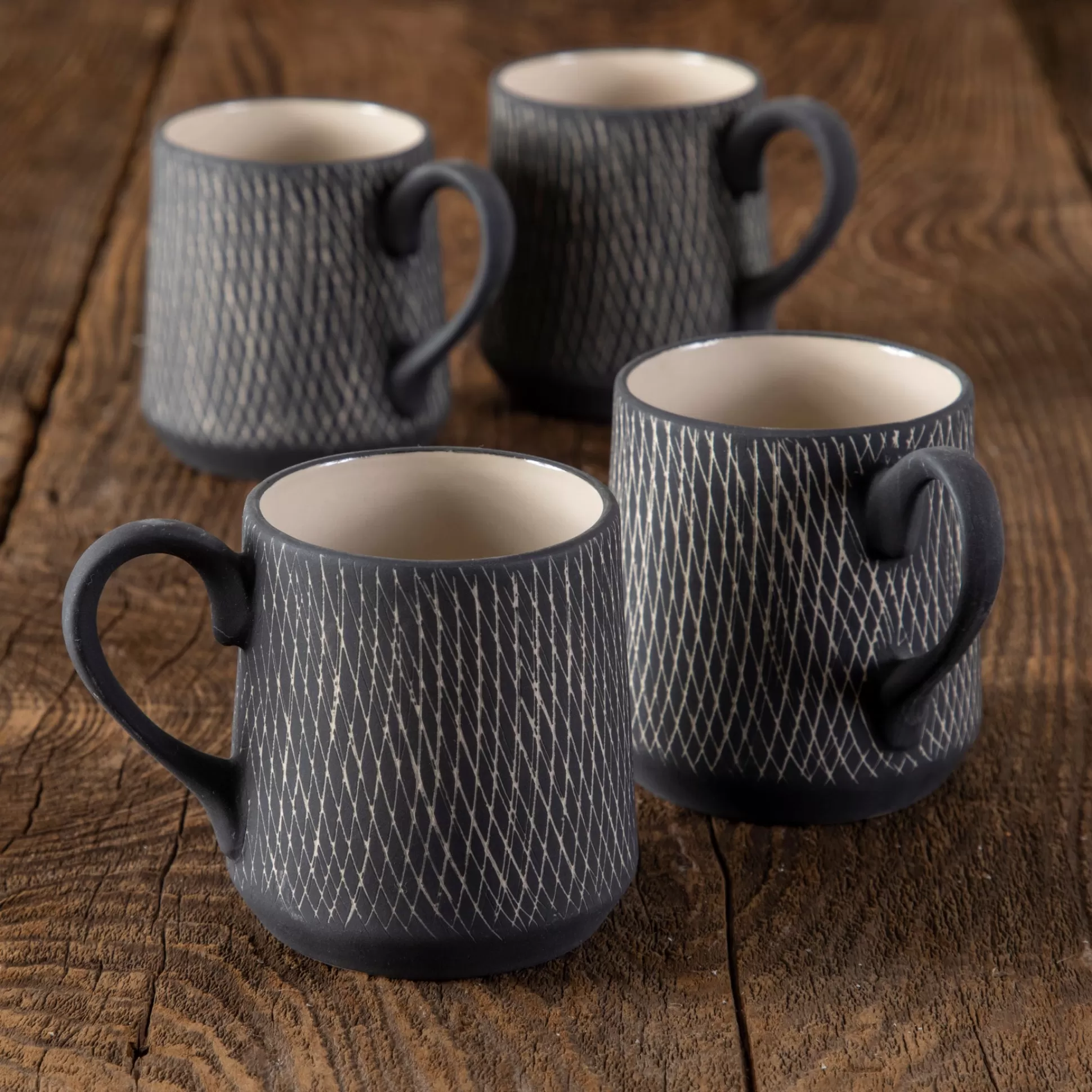 Black Crosshatch Espresso Cups, Set of 4^Be Home Flash Sale