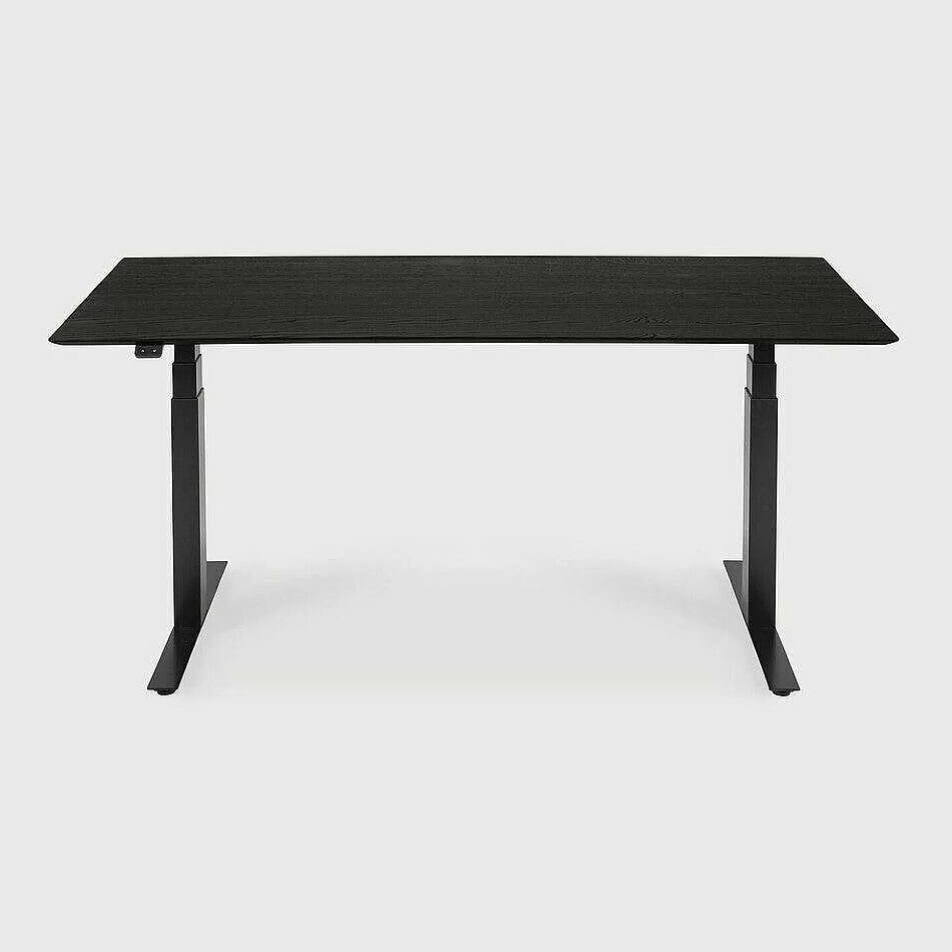 Be Home Desks<Bok Adjustable Solid Black Oak Desk, Black Base, 79"