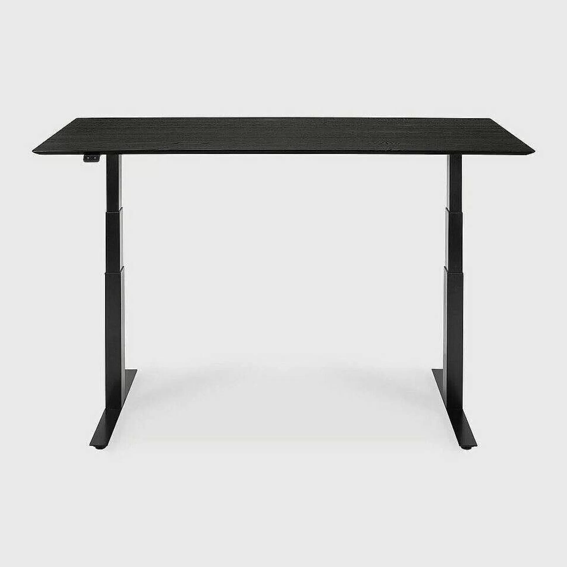 Be Home Desks<Bok Adjustable Solid Black Oak Desk, Black Base, 55.5"