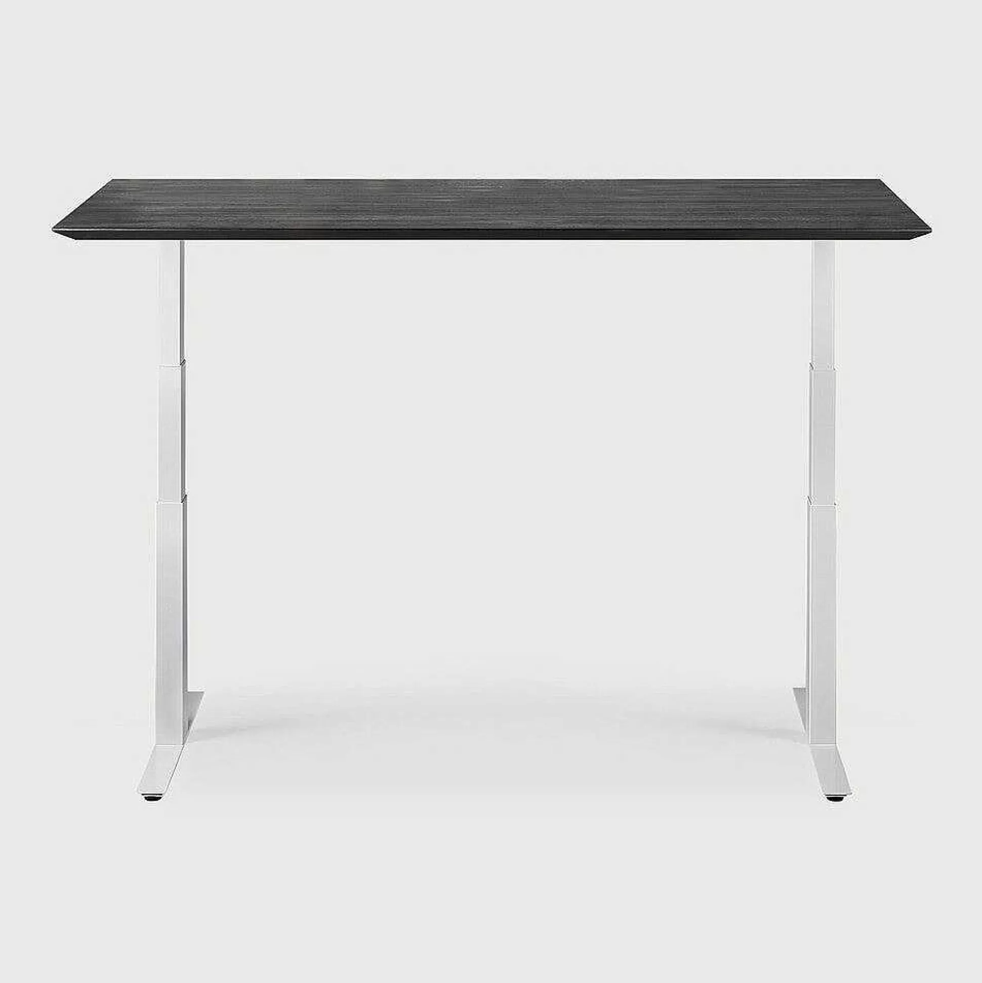 Be Home Desks<Bok Adjustable Solid Black Oak Desk, White Base, 67"