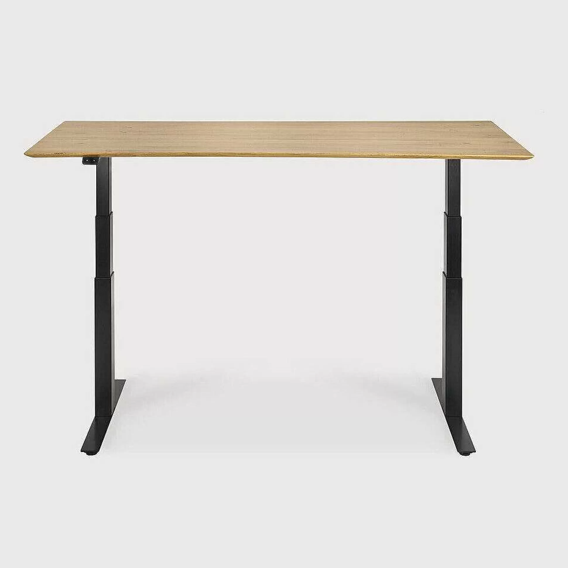 Be Home Desks<Bok Adjustable Solid Oak Desk, Black Base, 55.5"