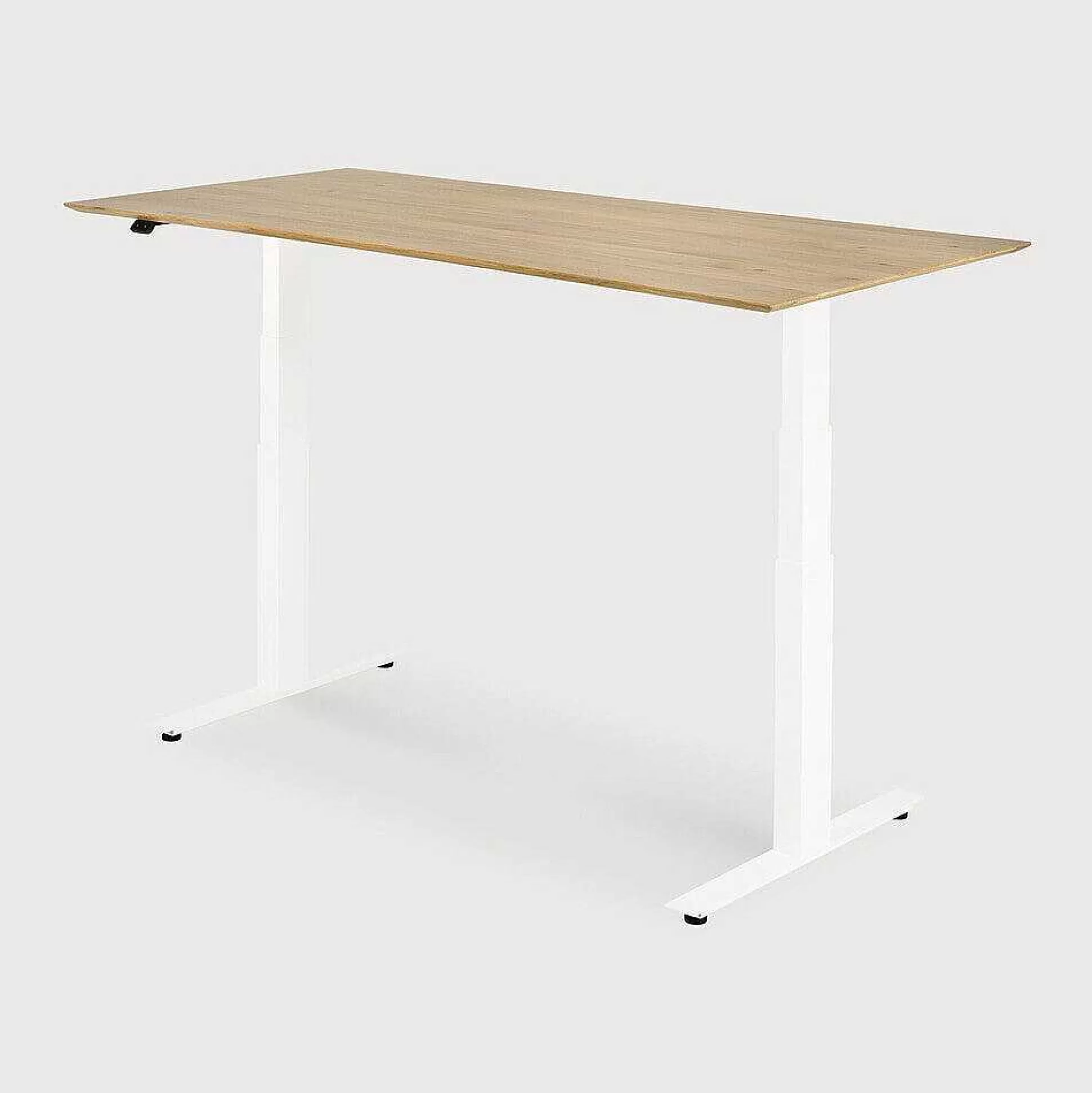 Be Home Desks<Bok Adjustable Solid Oak Desk, White Base, 67"