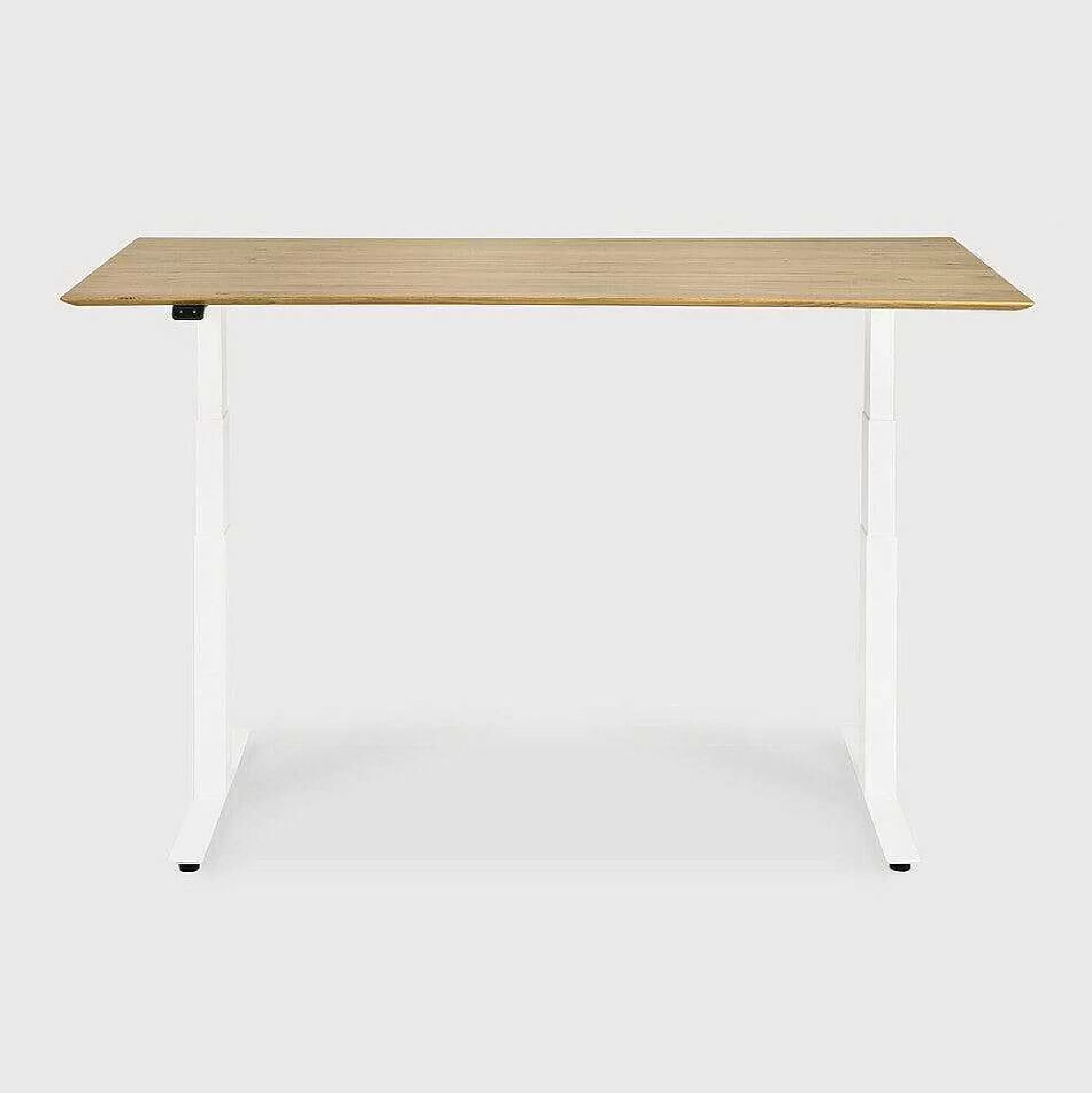 Be Home Desks<Bok Adjustable Solid Oak Desk, White Base, 55.5"