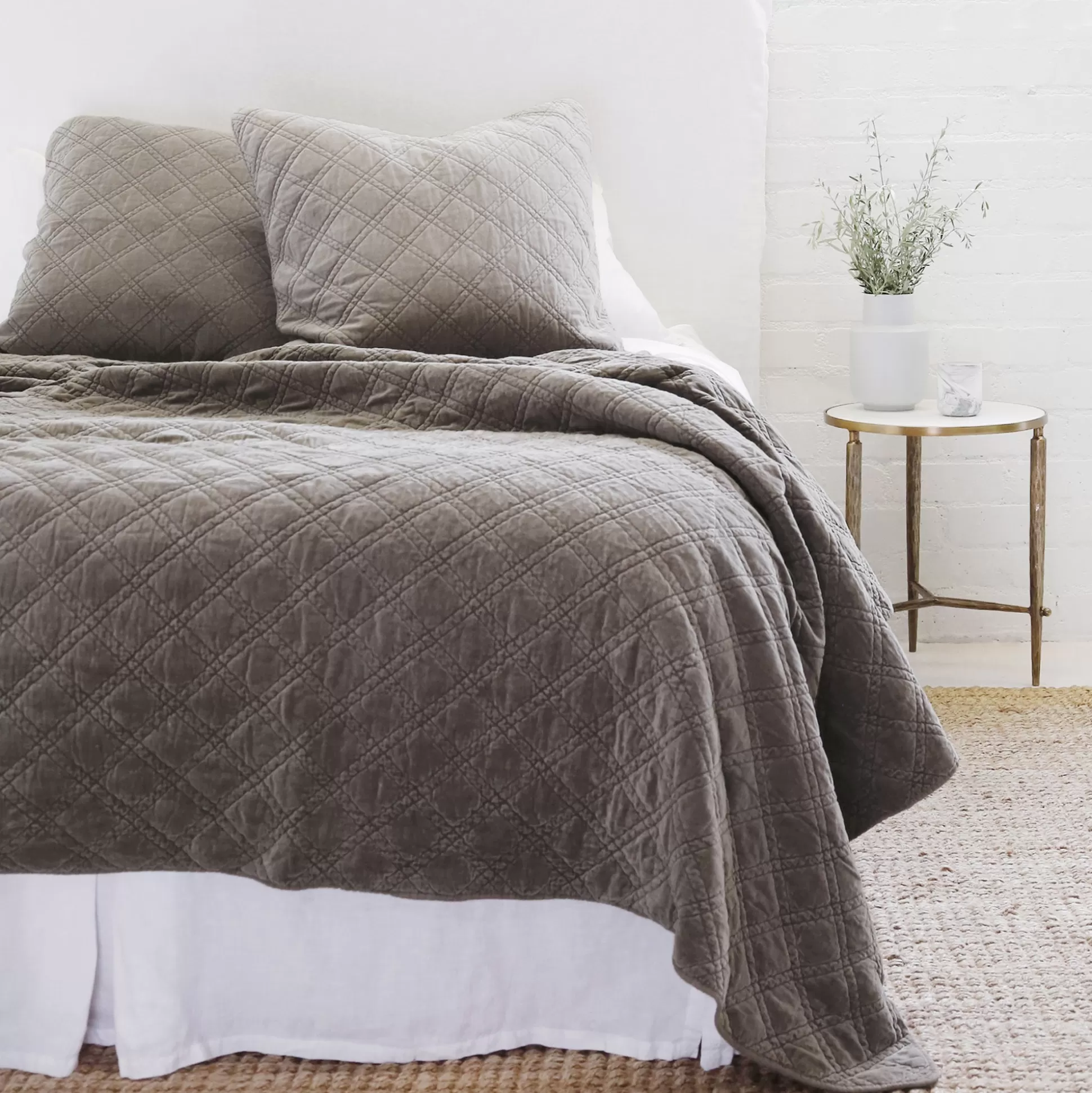 Brussels King Coverlet, Pewter^Be Home Discount