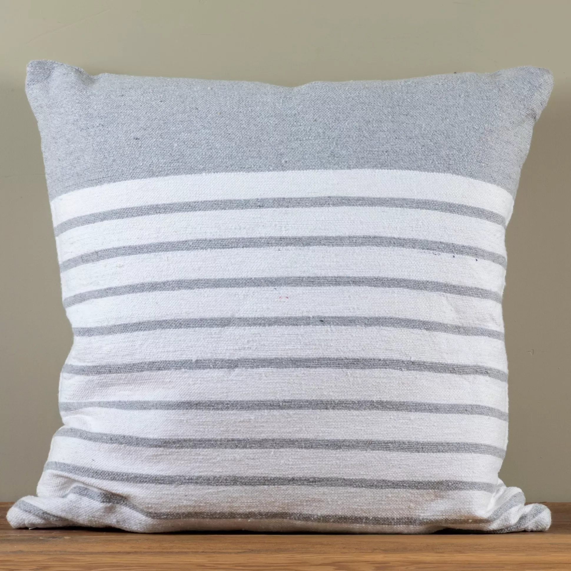 Cotton & Linen Square Pillow, Sailor Stripe^Be Home Shop