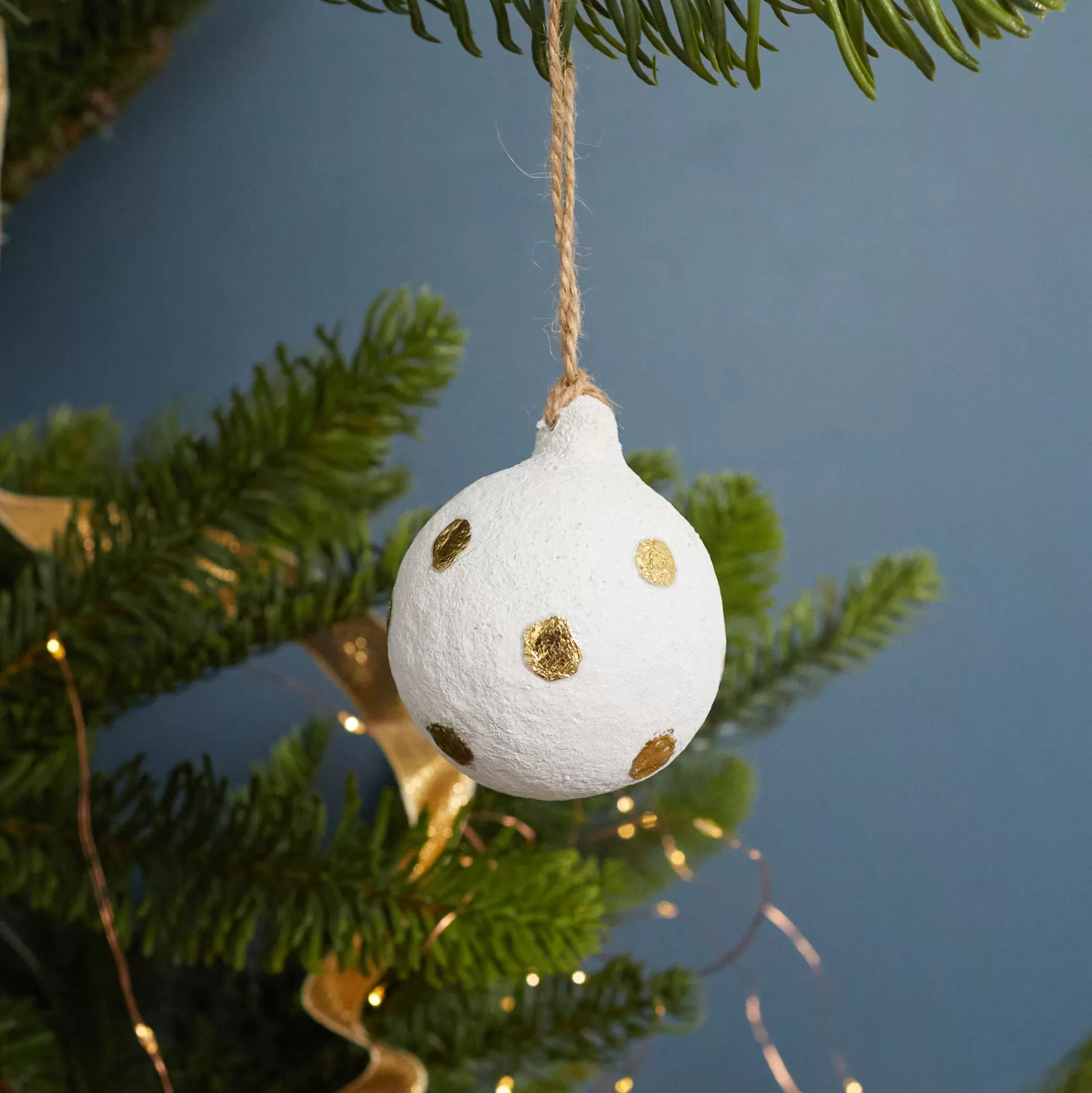 Cotton Mache Dotted Ball Ornament^Be Home Clearance