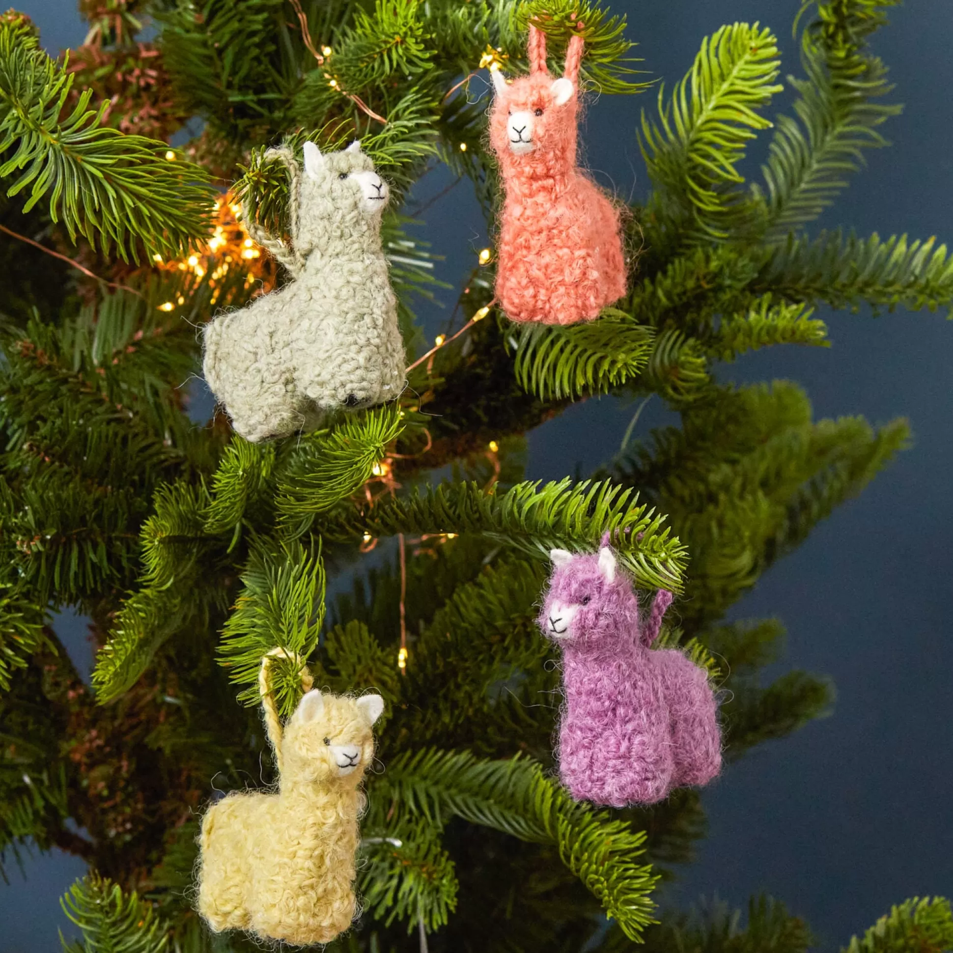 Curly Alpaca Ornament, Set of 4^Be Home Shop