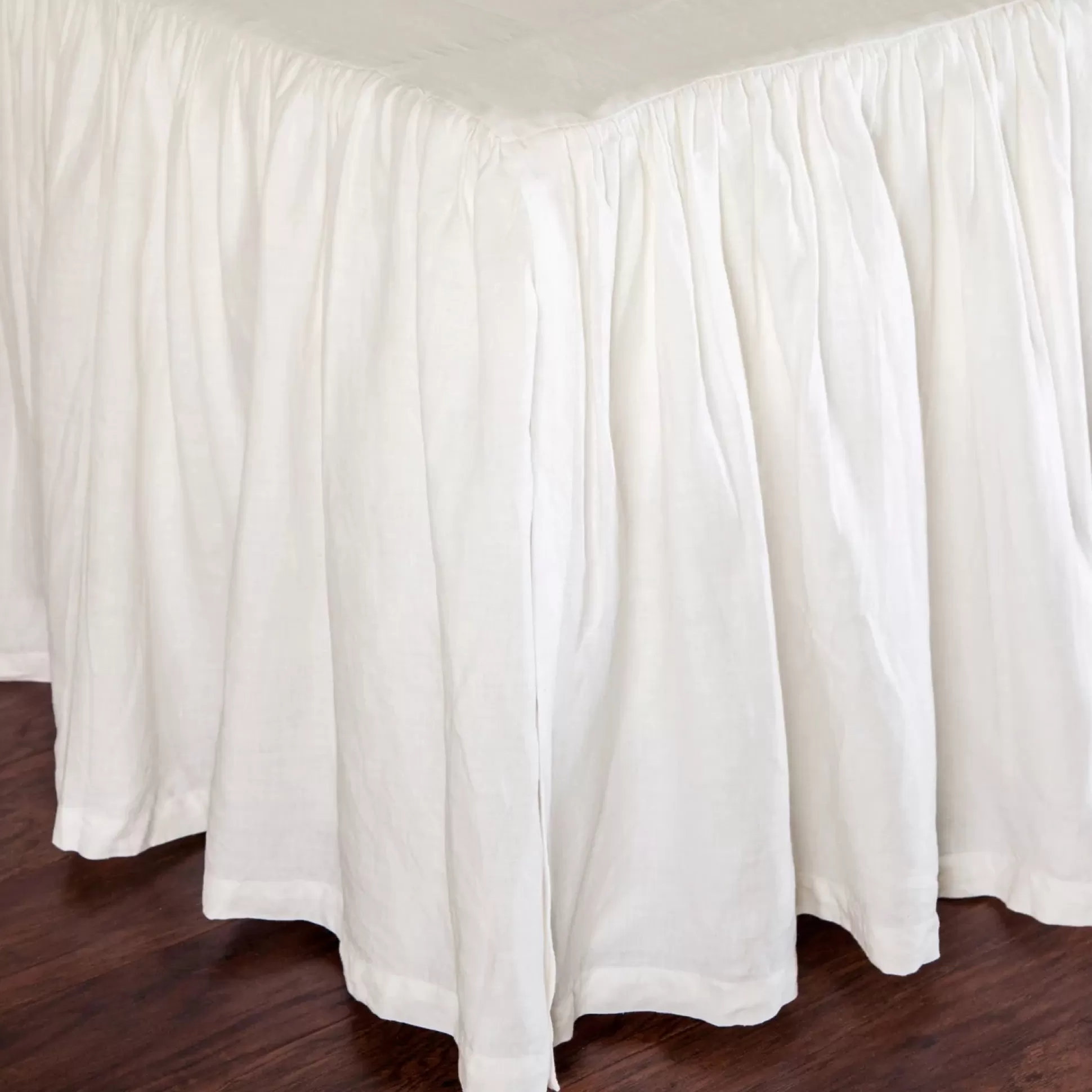 Gathered Linen King Bedskirt, Cream^Be Home Best Sale