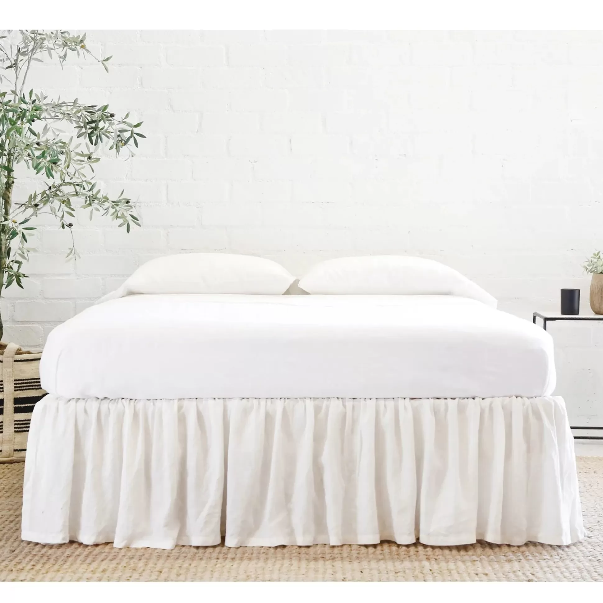 Gathered Linen King Bedskirt, Cream^Be Home Best Sale