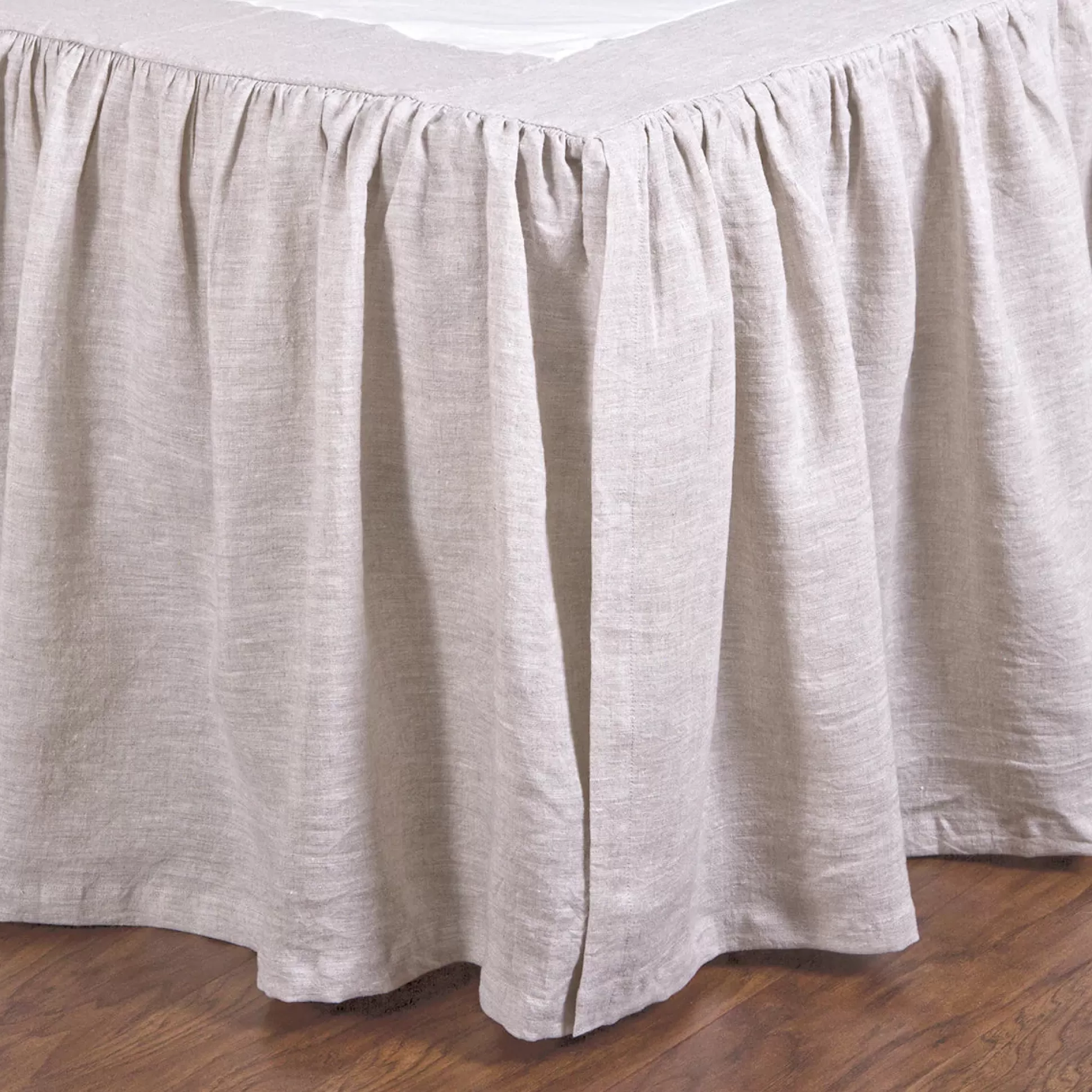 Gathered Linen King Bedskirt, Flax^Be Home Clearance