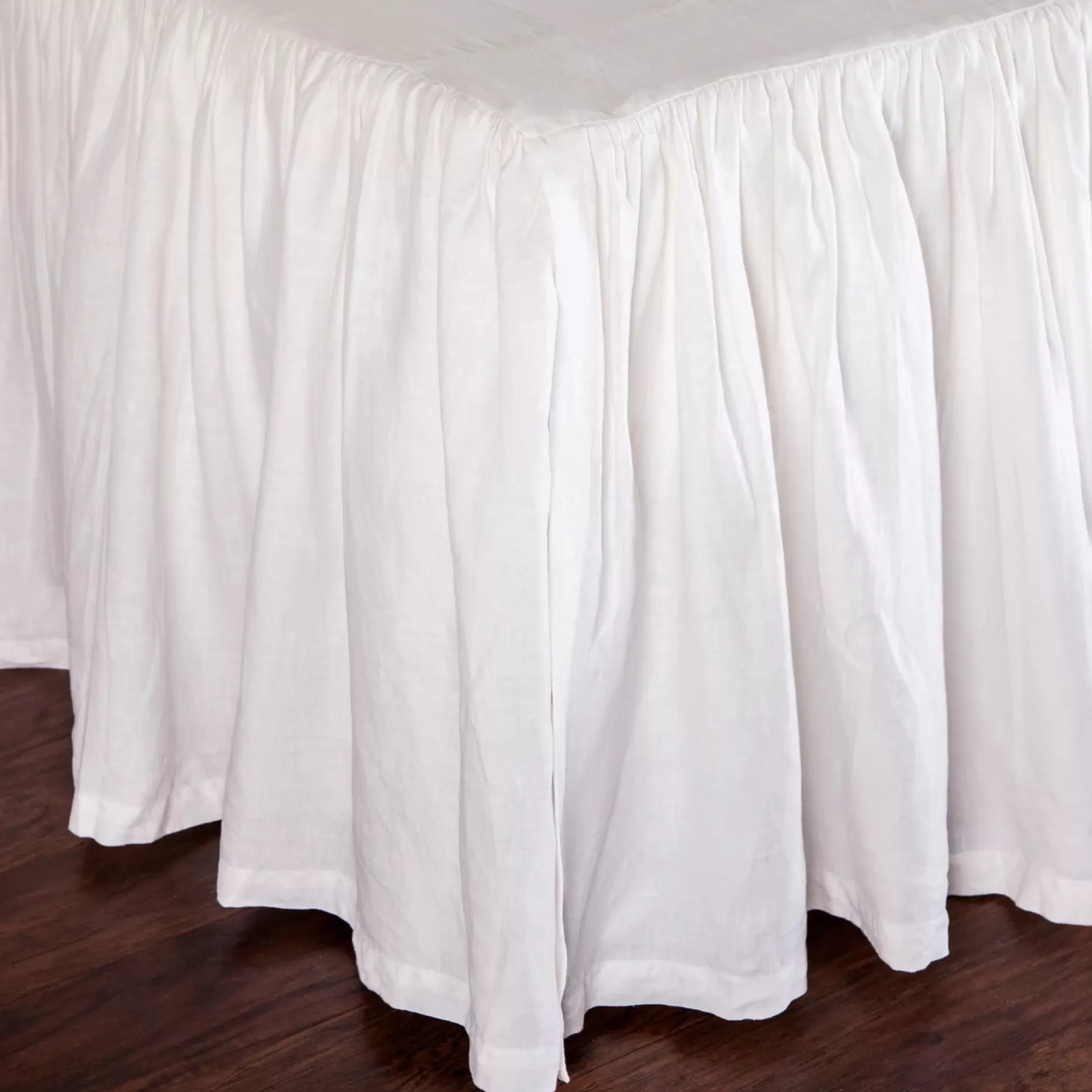 Gathered Linen King Bedskirt, White^Be Home Cheap