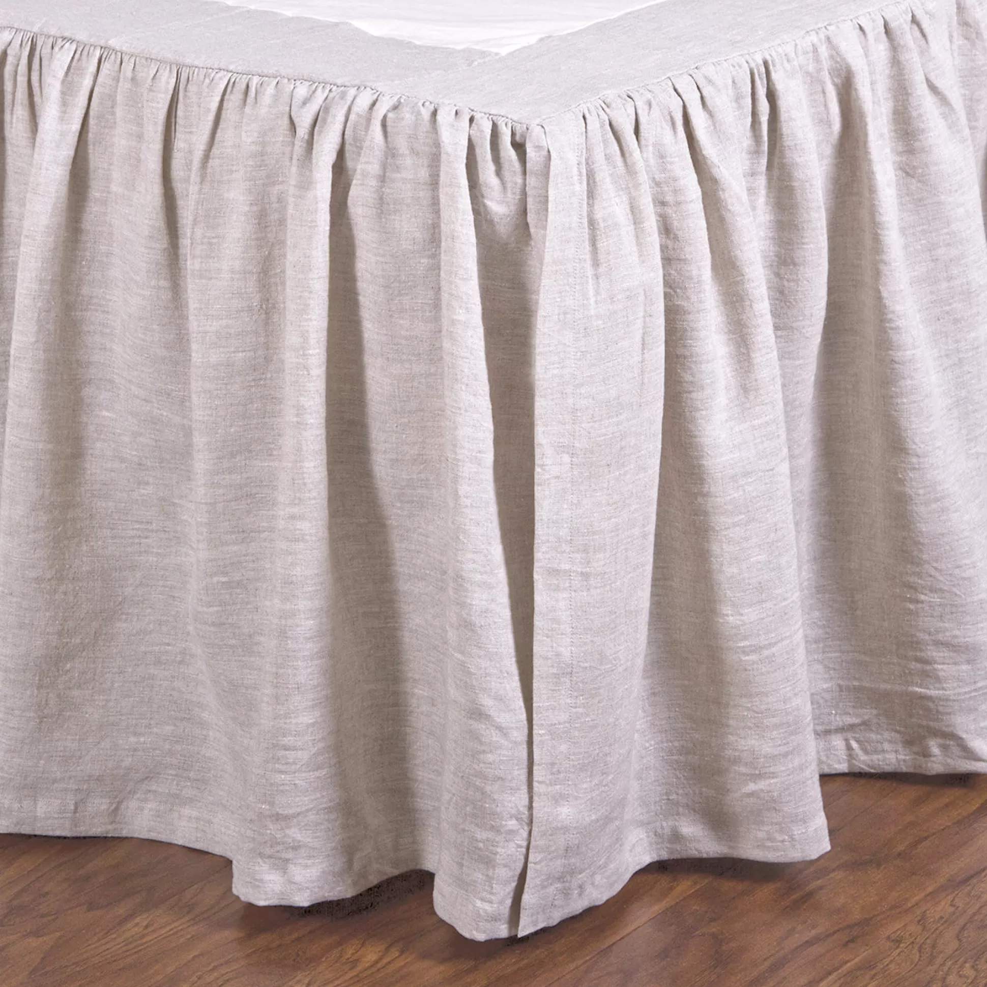 Gathered Linen Queen Bedskirt, Flax^Be Home Best