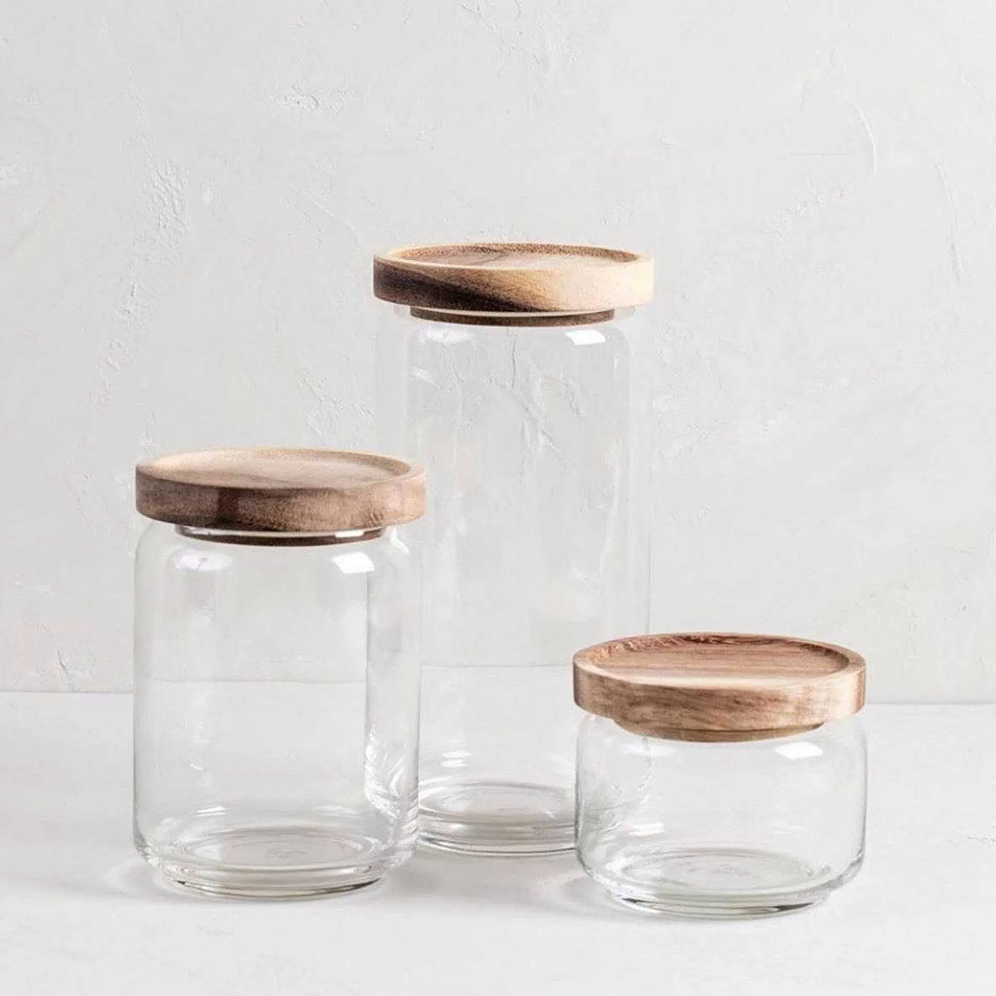 Be Home Bath Canisters<Glass Container with Acacia Lid Large