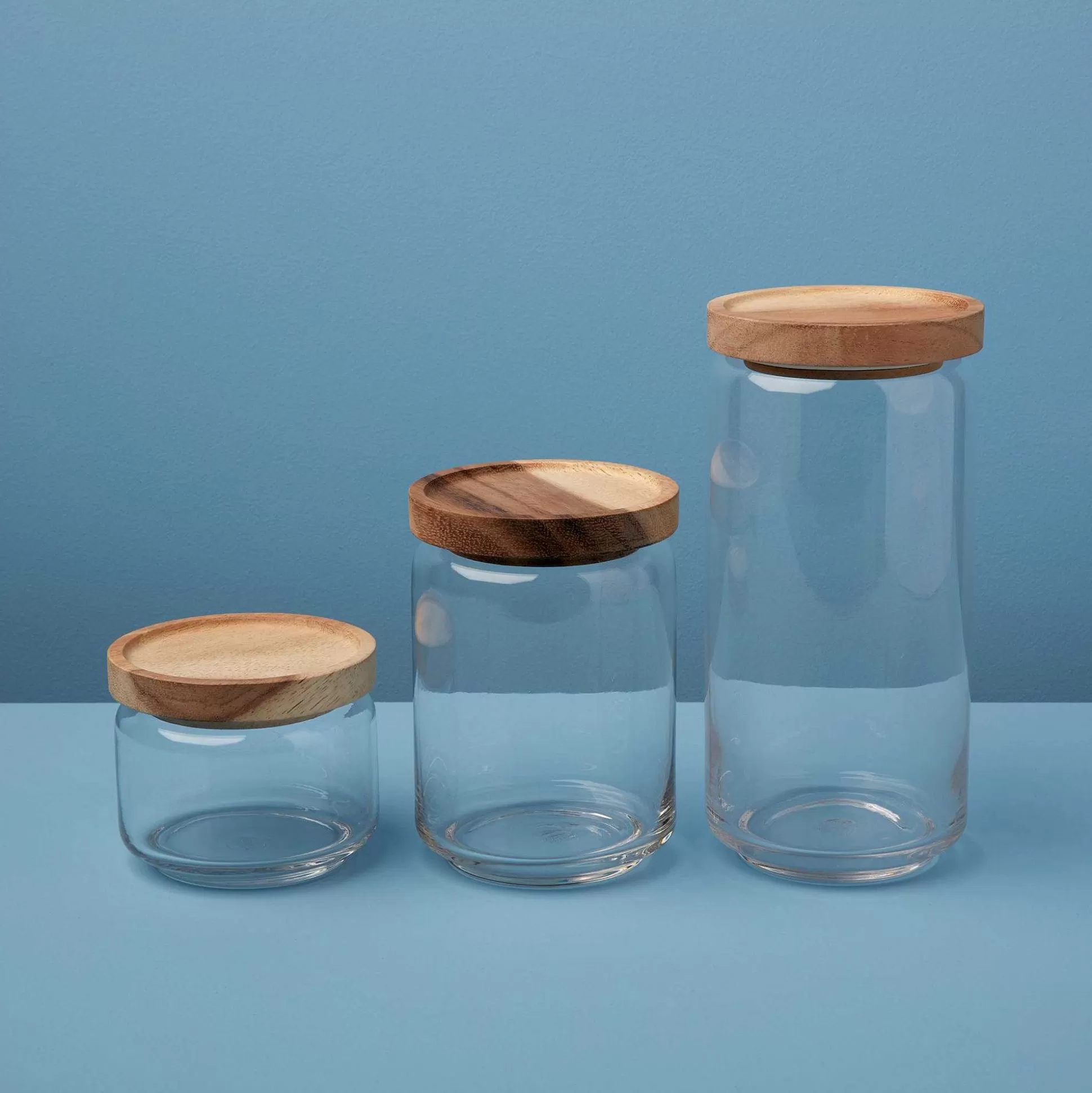 Be Home Bath Canisters<Glass Container with Acacia Lid Medium