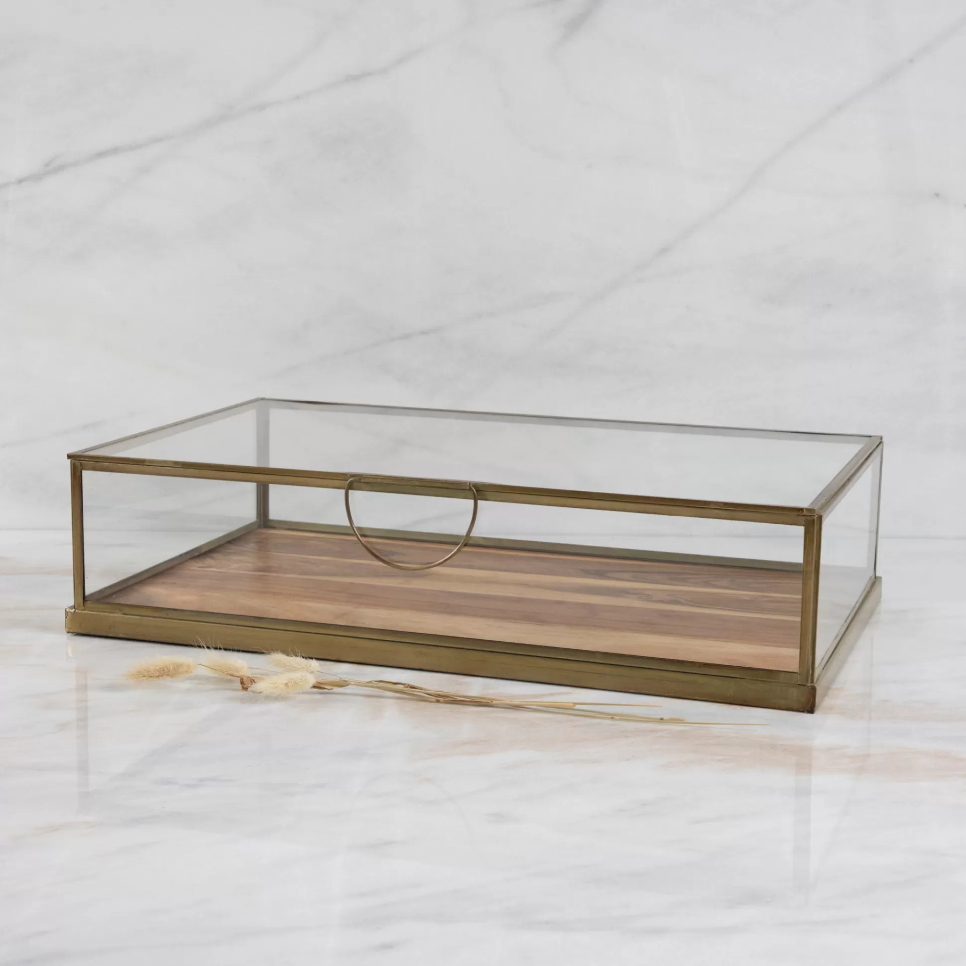 Glass Display Case with Wood Base Large^Be Home Best