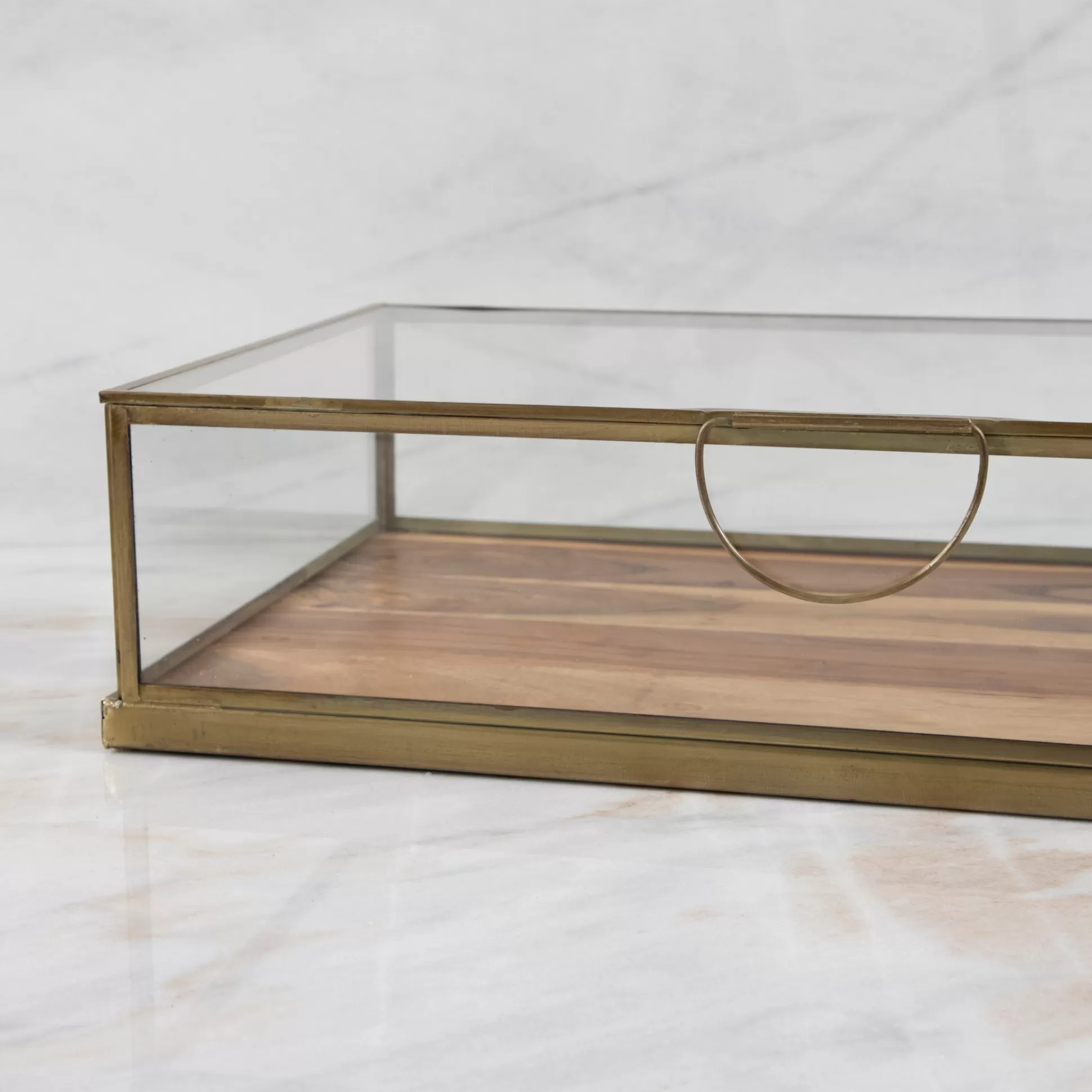 Glass Display Case with Wood Base Large^Be Home Best