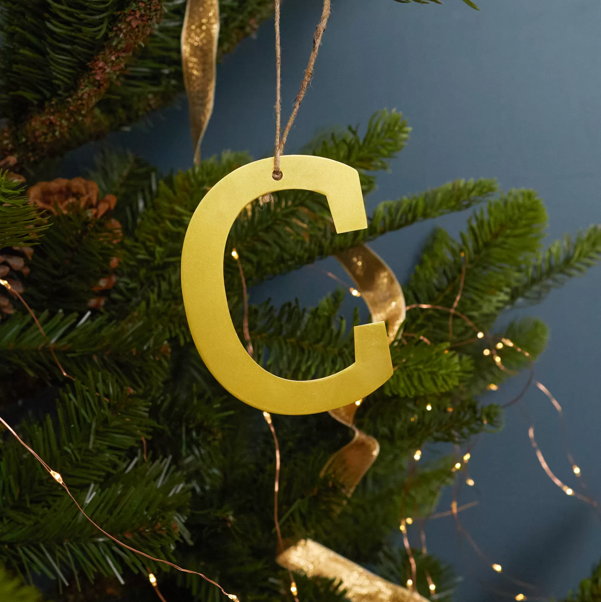 Gold Letter Ornament, C^Be Home Store