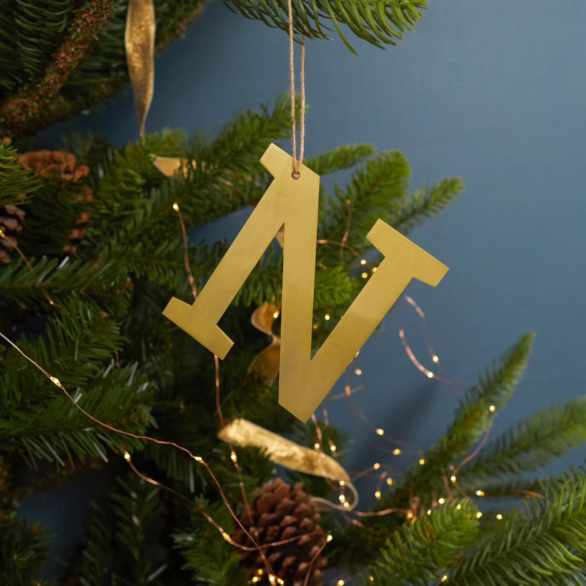 Gold Letter Ornament, N^Be Home New