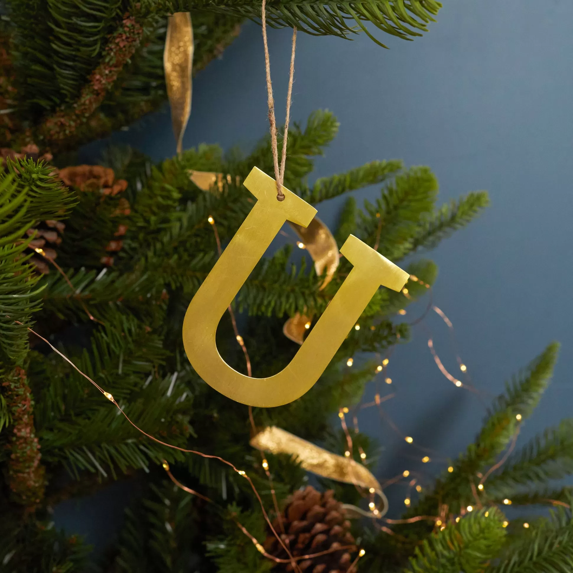 Gold Letter Ornament, U^Be Home New