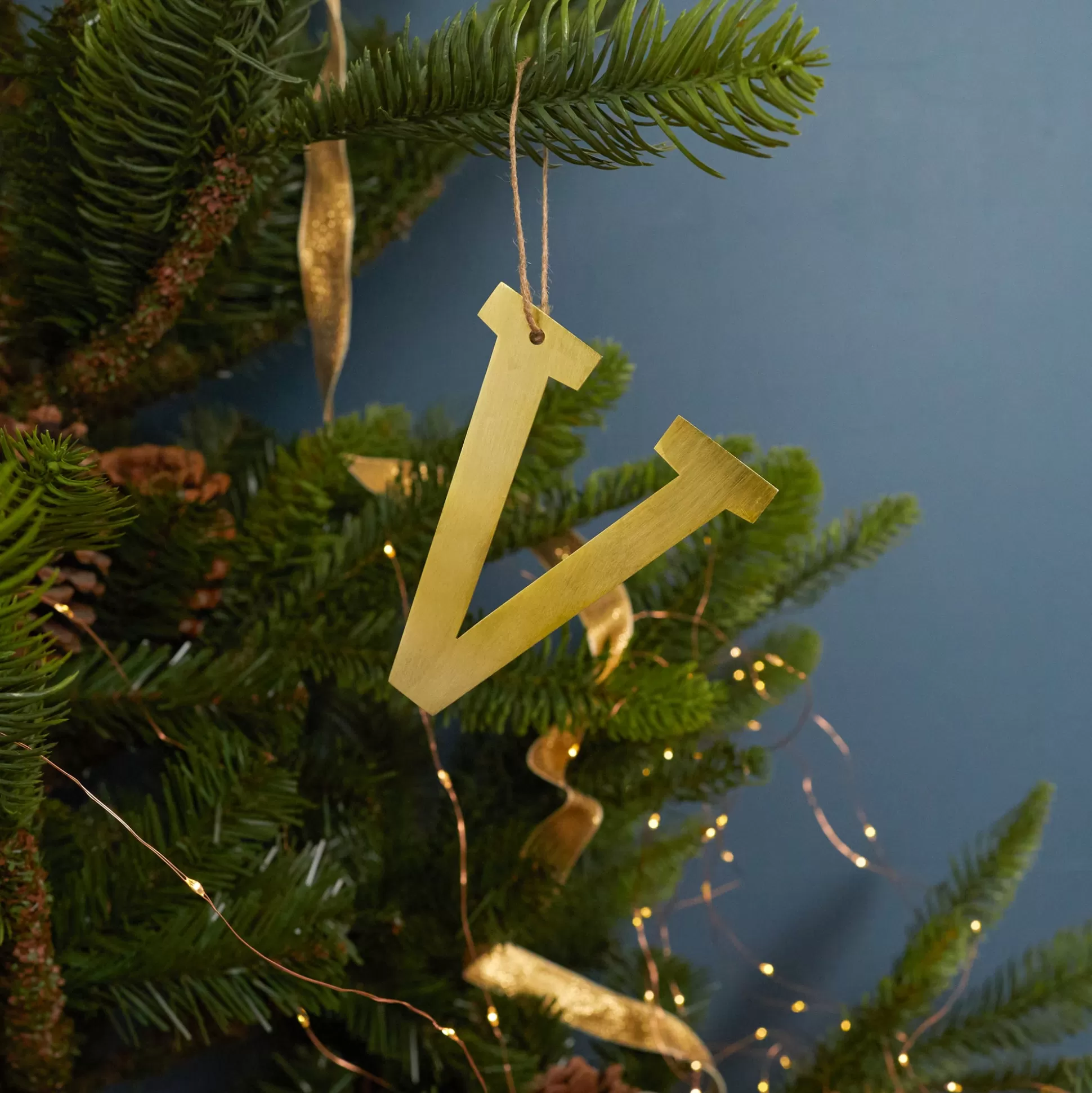 Gold Letter Ornament, V^Be Home Best