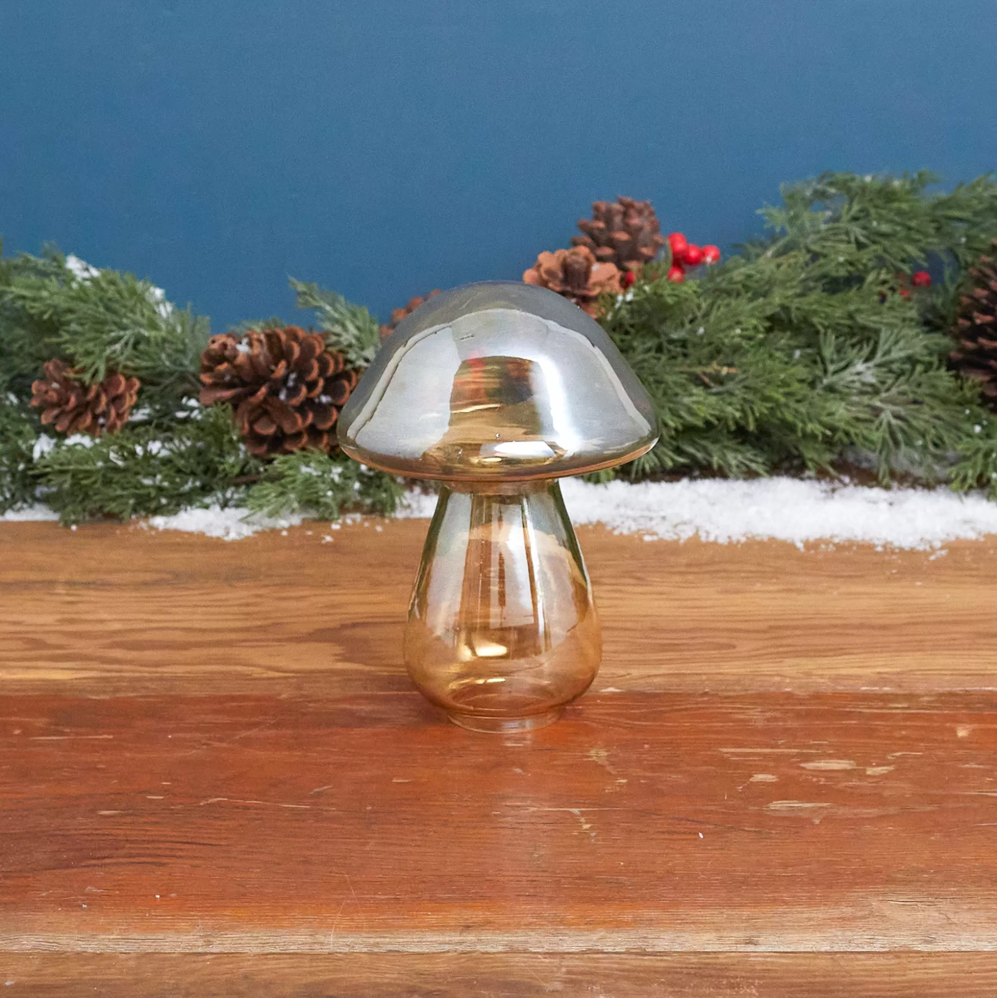 Gold Luster Glass Mushroom, Large^Be Home Online