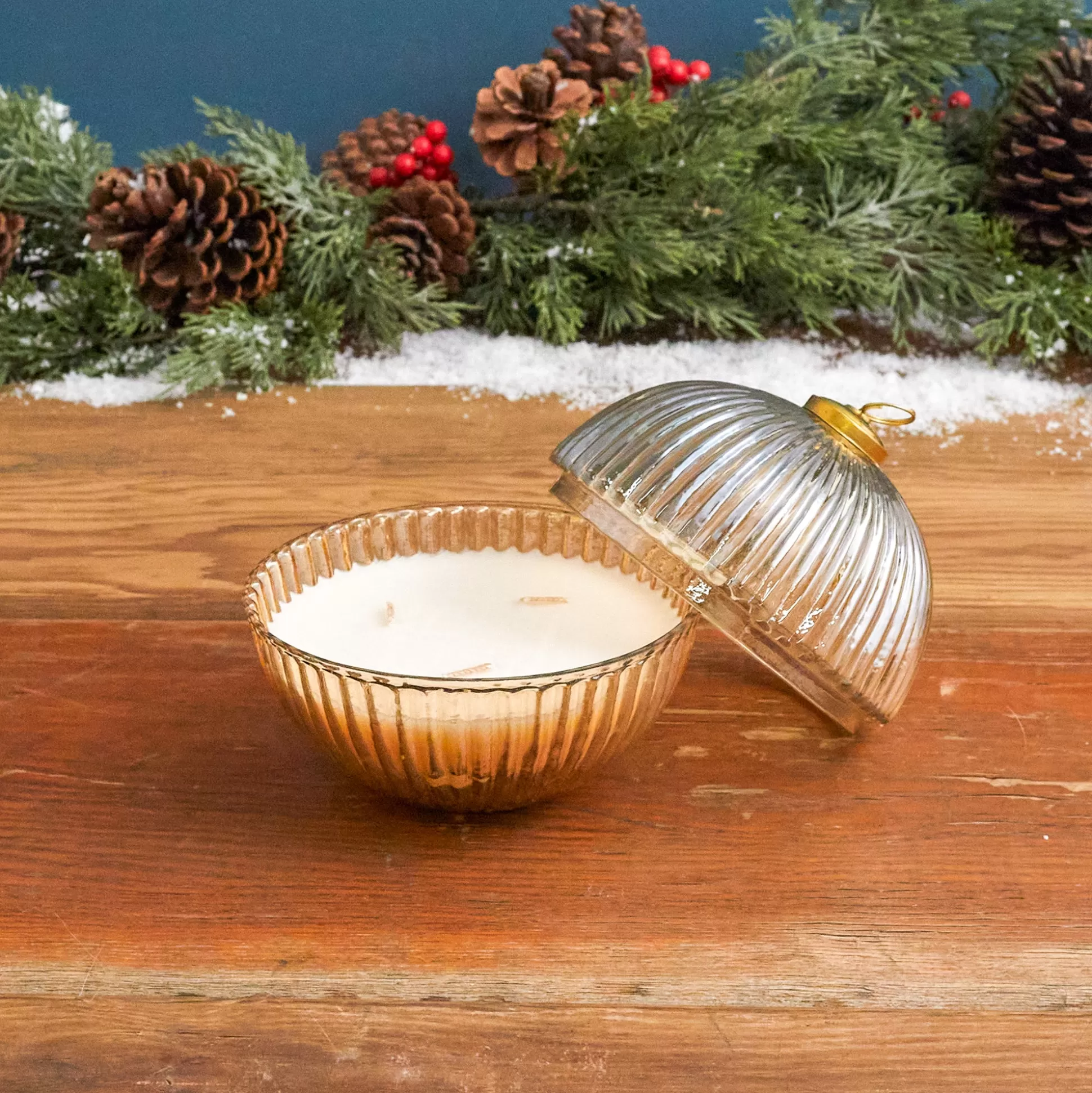 Gold Luster Ornament Candle, Fireplace^Be Home Online