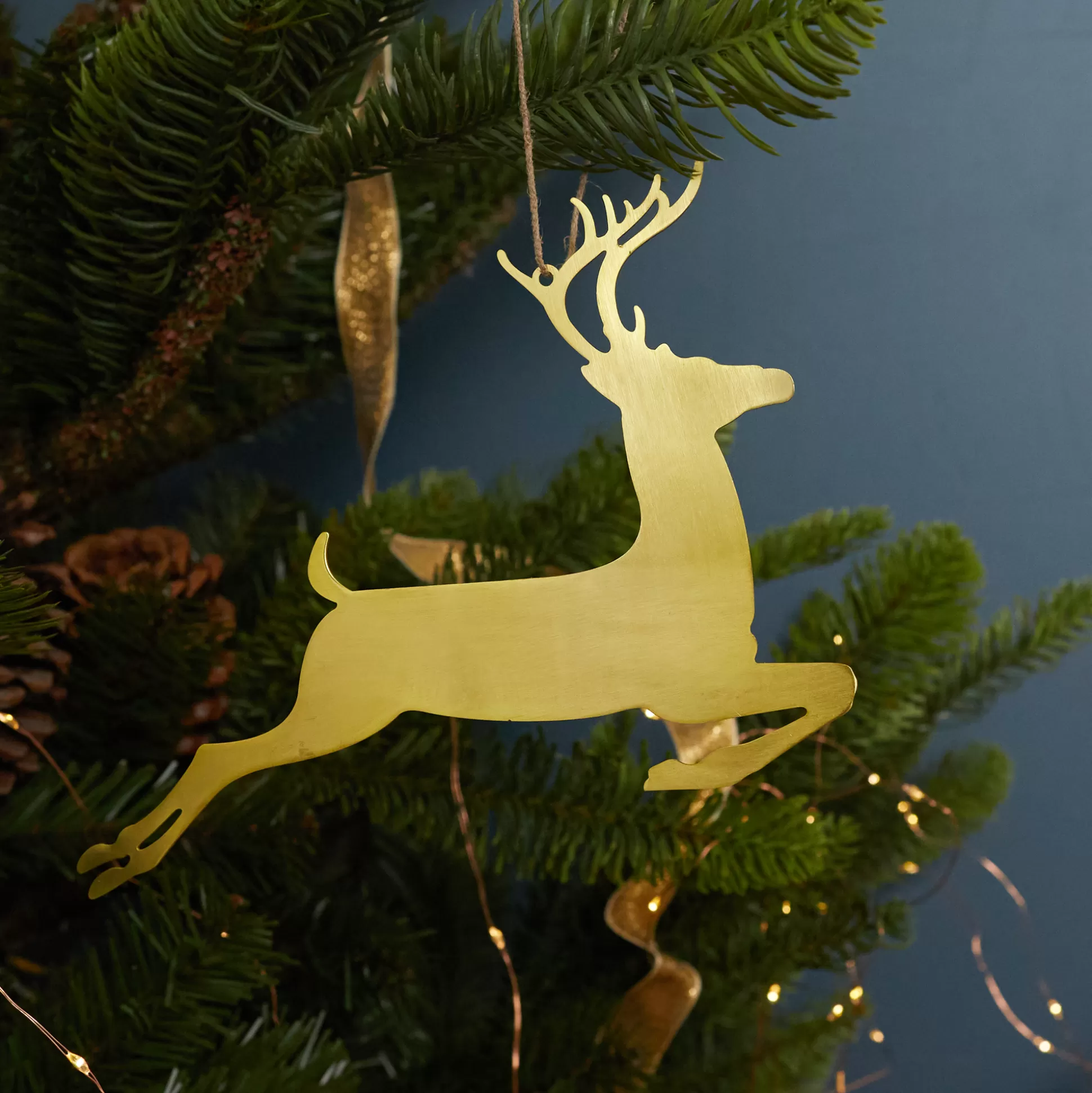 Gold Stencil Ornament, Reindeer^Be Home Fashion