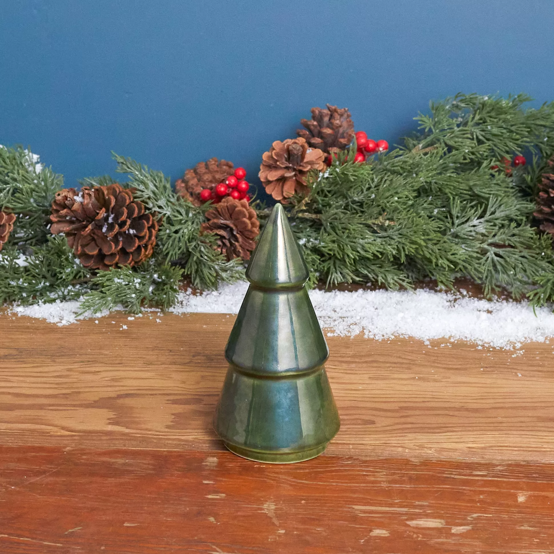 Green Metallic Stoneware Tree, 4"^Be Home Store