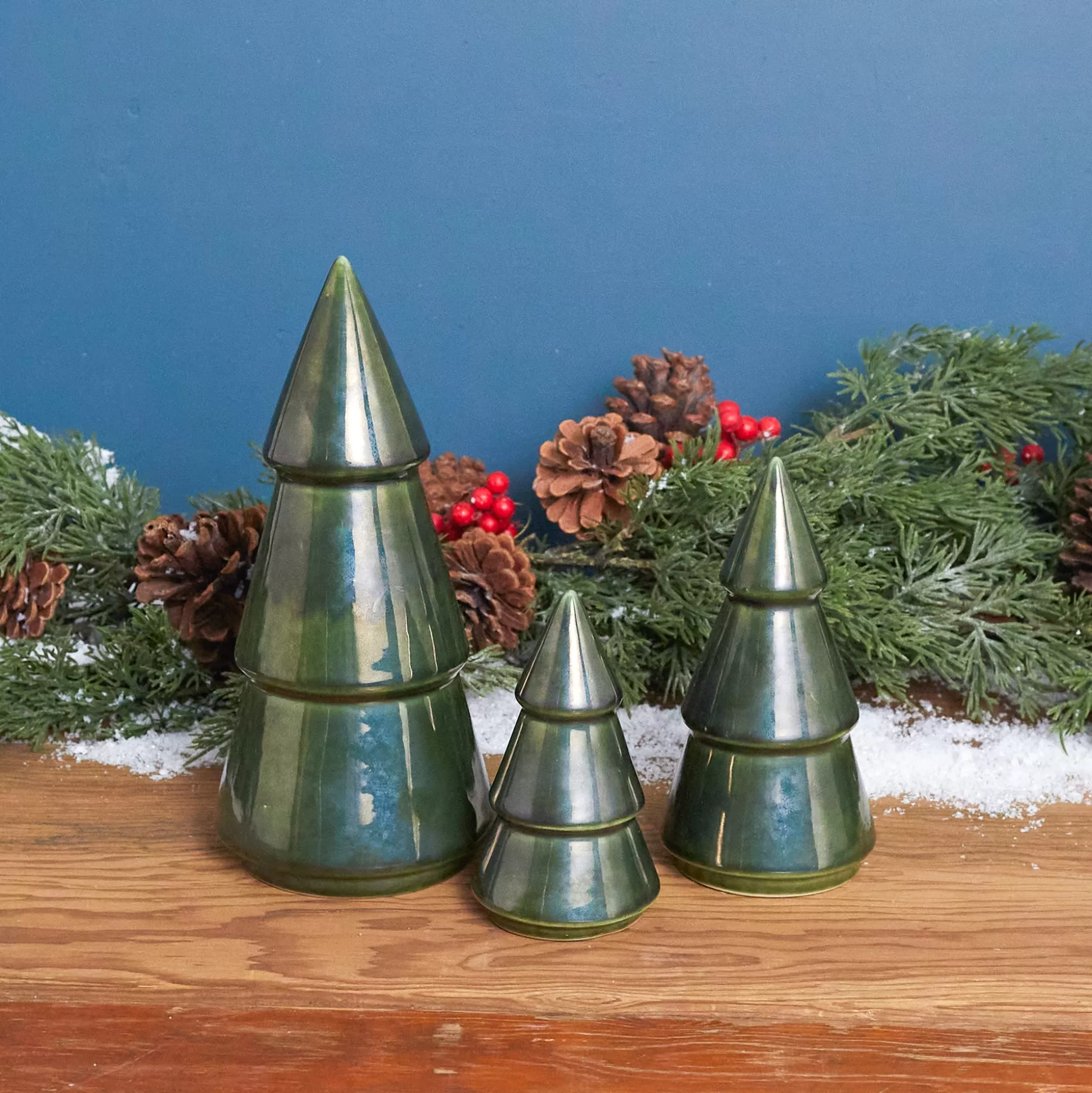 Green Metallic Stoneware Tree, 4"^Be Home Store