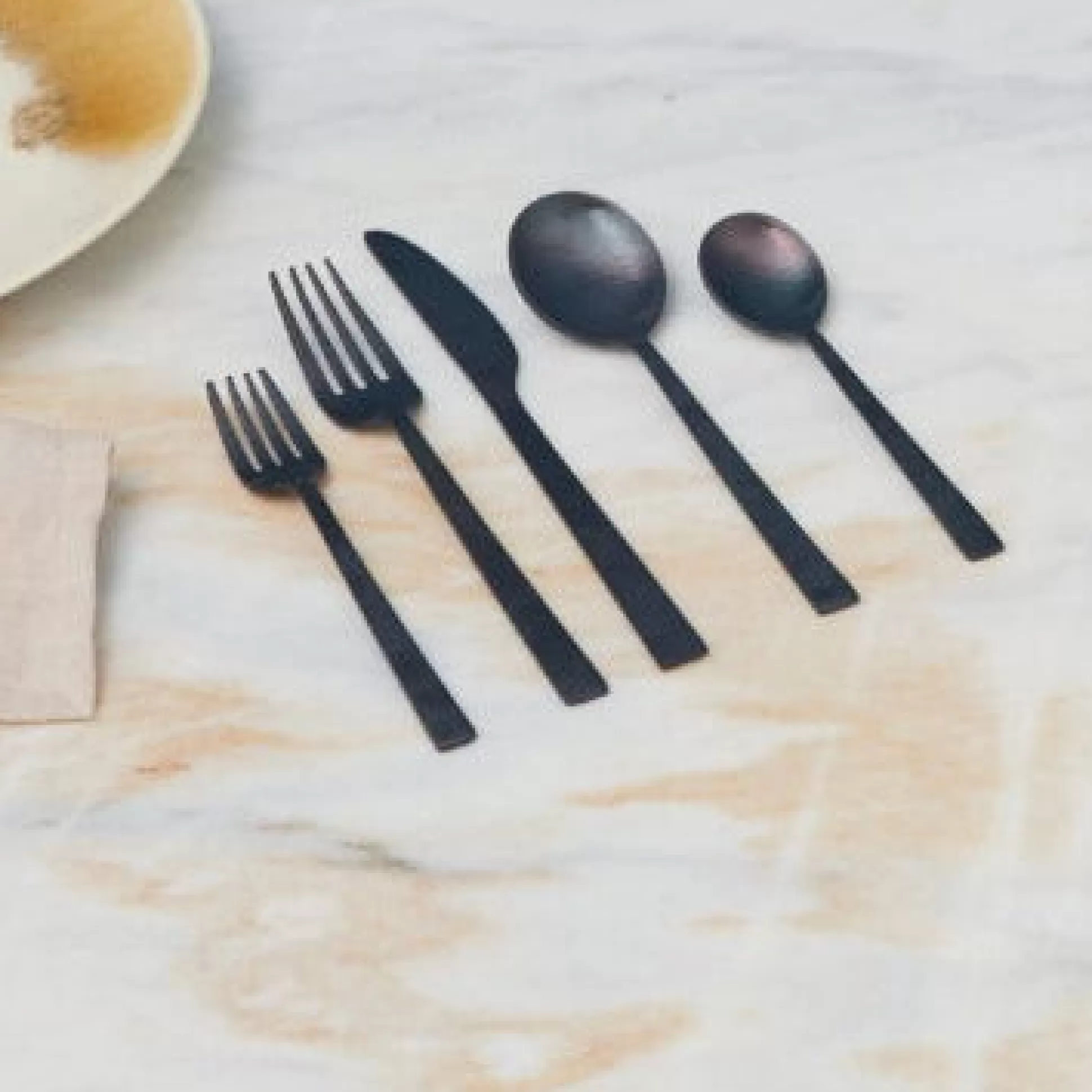 Hammered Black Flatware Set^Be Home Store