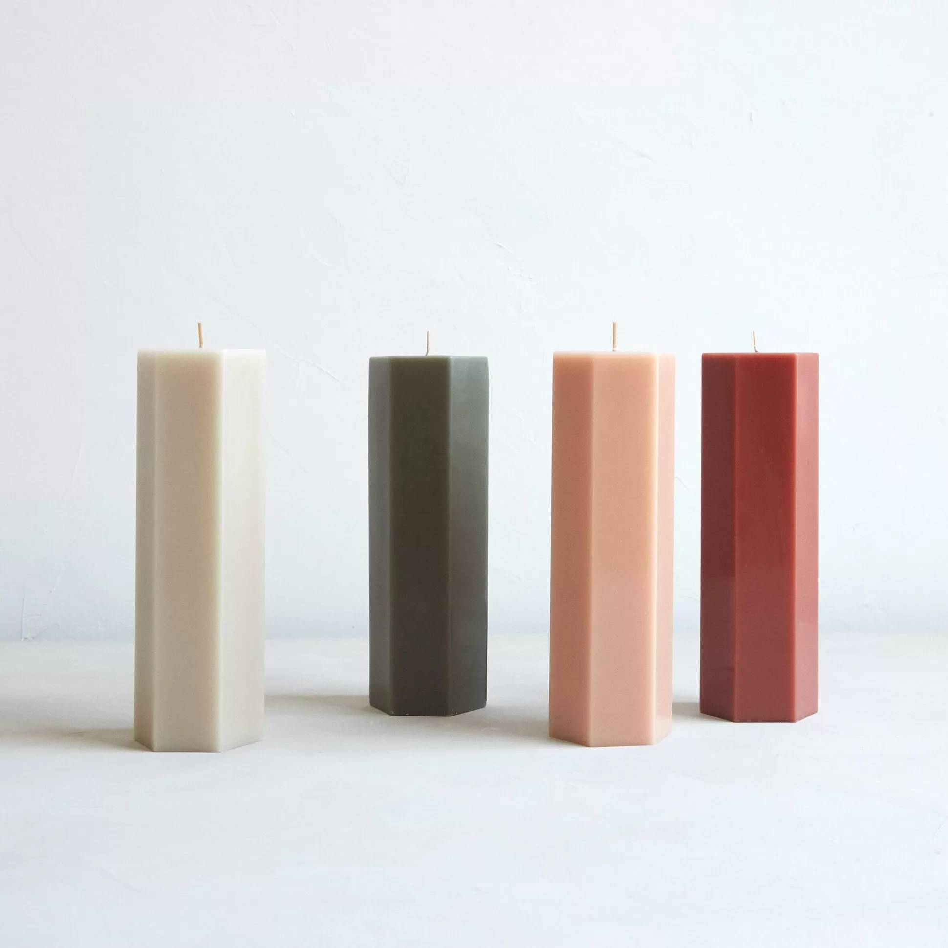 Hexagon Pillar Candle, Clay^Be Home Best Sale