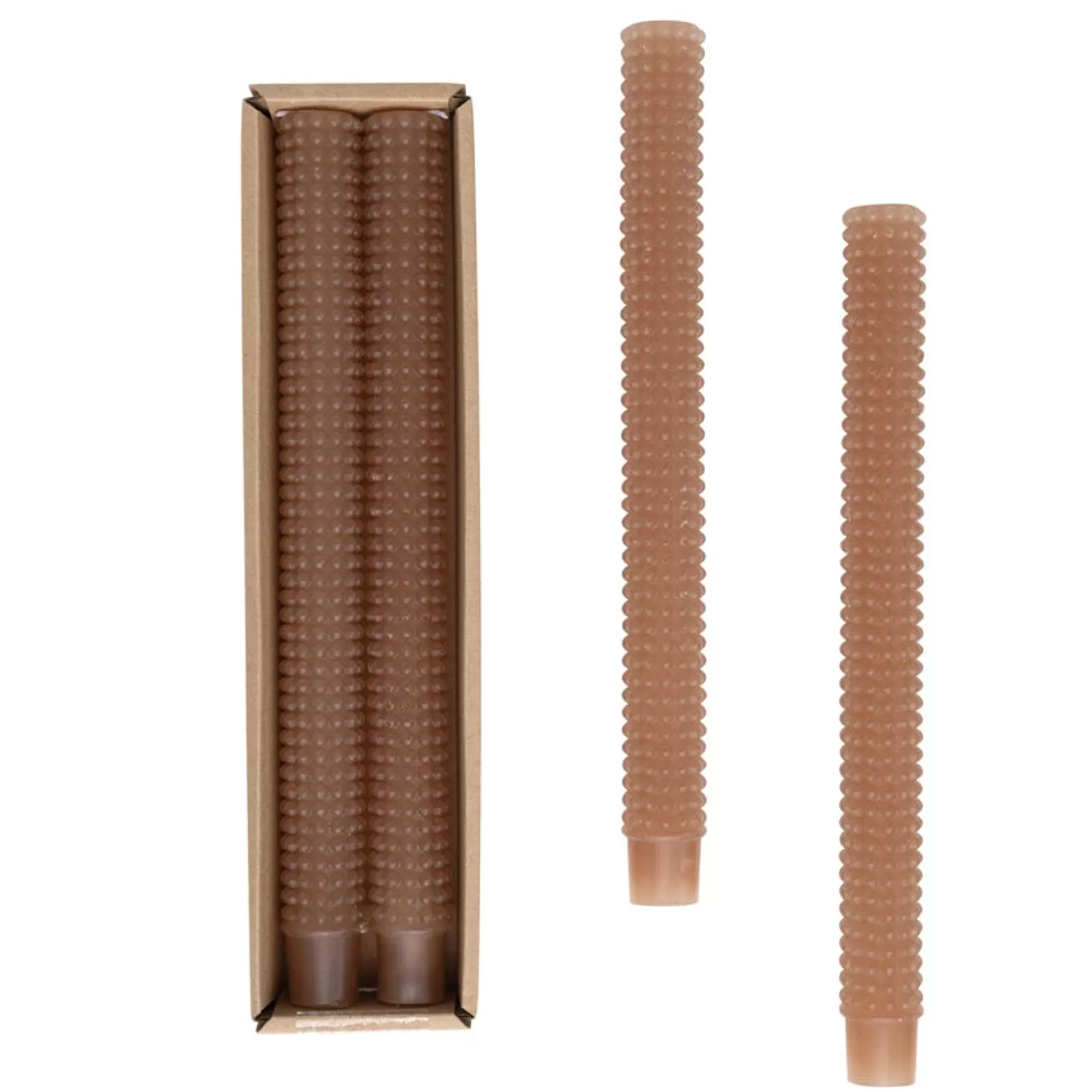 Hobnail Taper Candles, Set of 2, Cappuccino^Be Home Shop